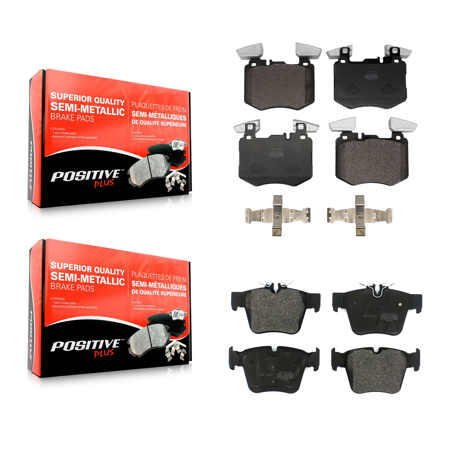 Positive Plus KPF-100782 Disc Brake Pad for 2019-2022 Mercedes-Benz GLC300 - Front and Rear