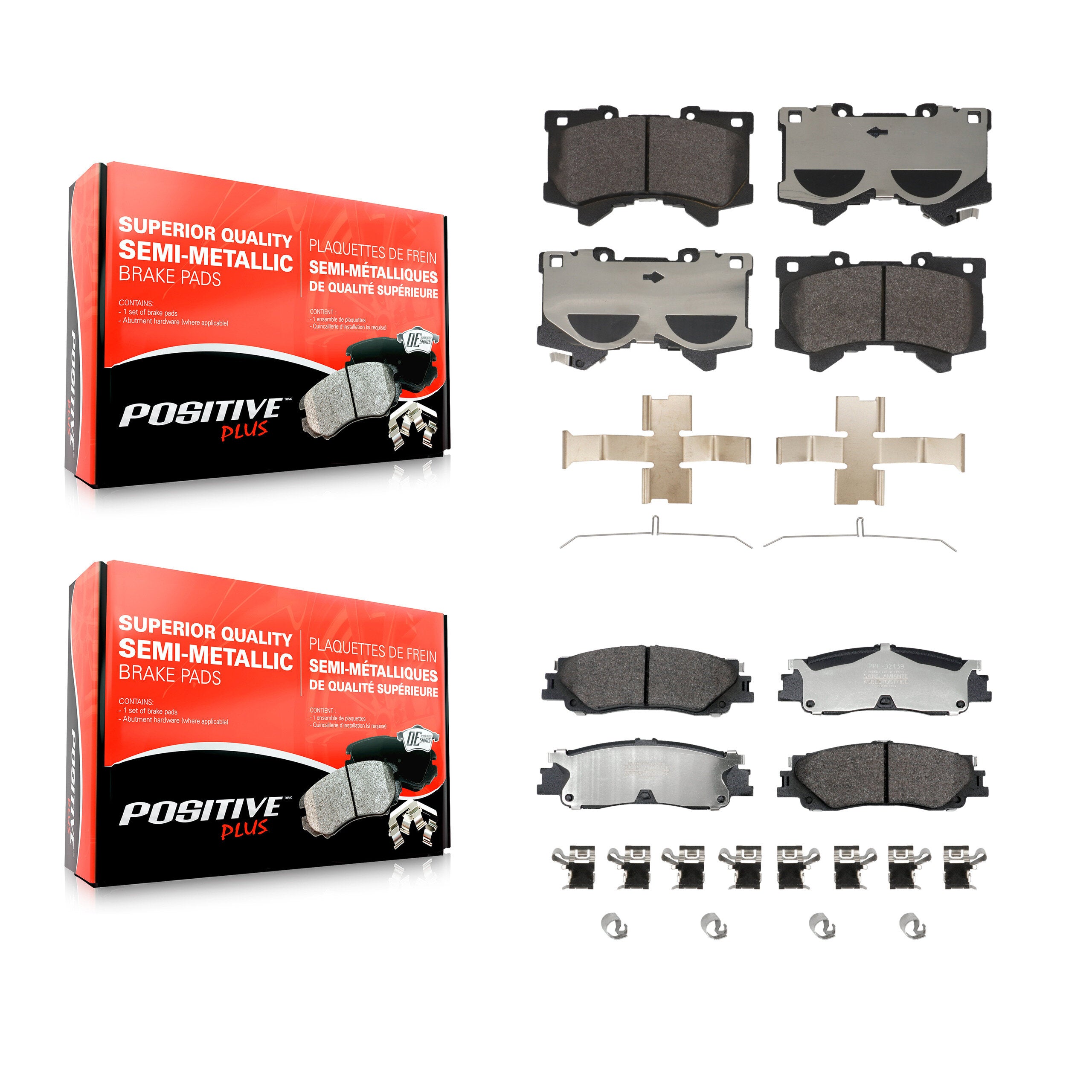 Positive Plus KPF-100784 Disc Brake Pad for 2022-2024 Toyota Sequoia, Lexus LX600, Toyota Tundra - Front and Rear
