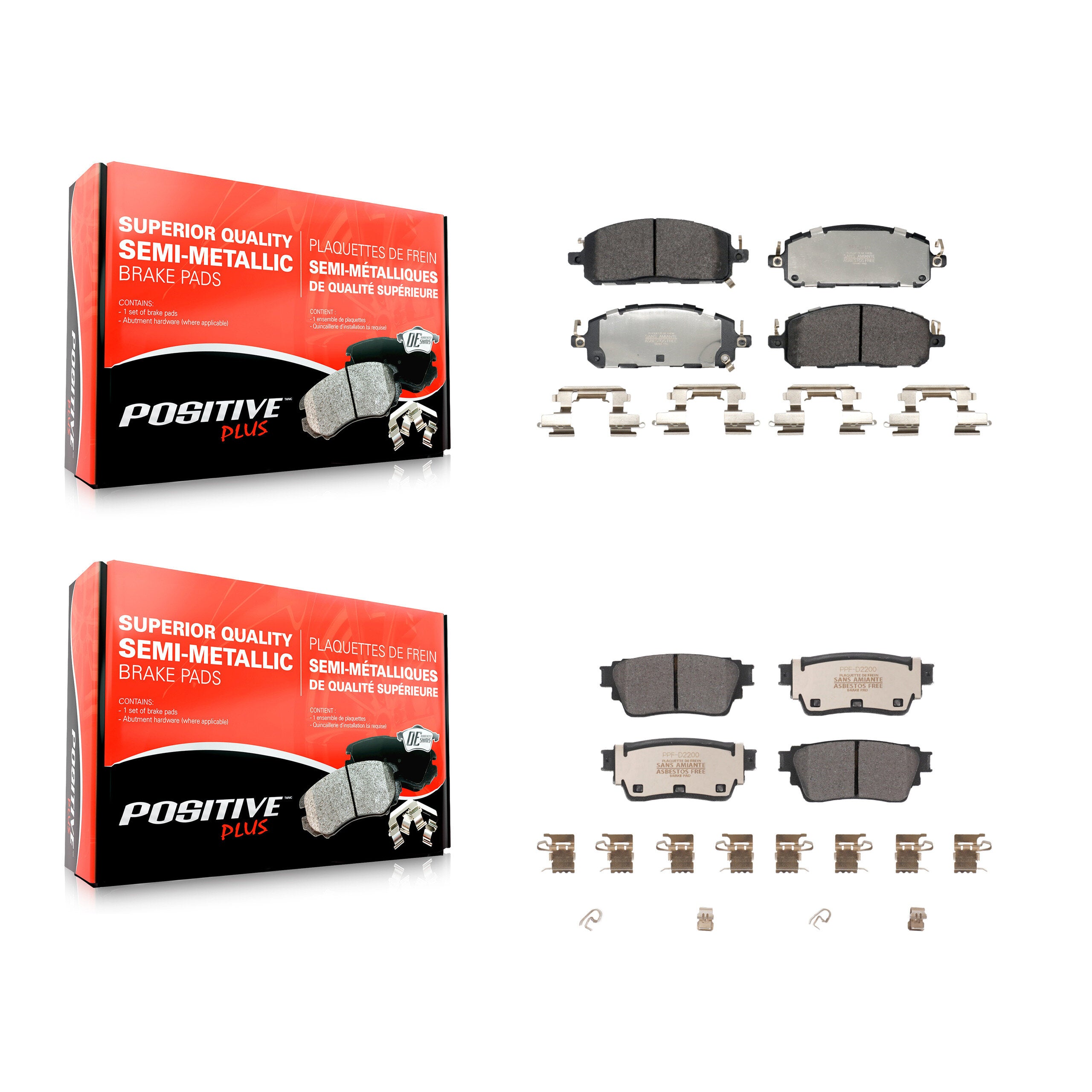 Positive Plus KPF-100787 Disc Brake Pad for 2022-2024 INFINITI QX60, Mitsubishi Outlander, Nissan Pathfinder - Front and Rear