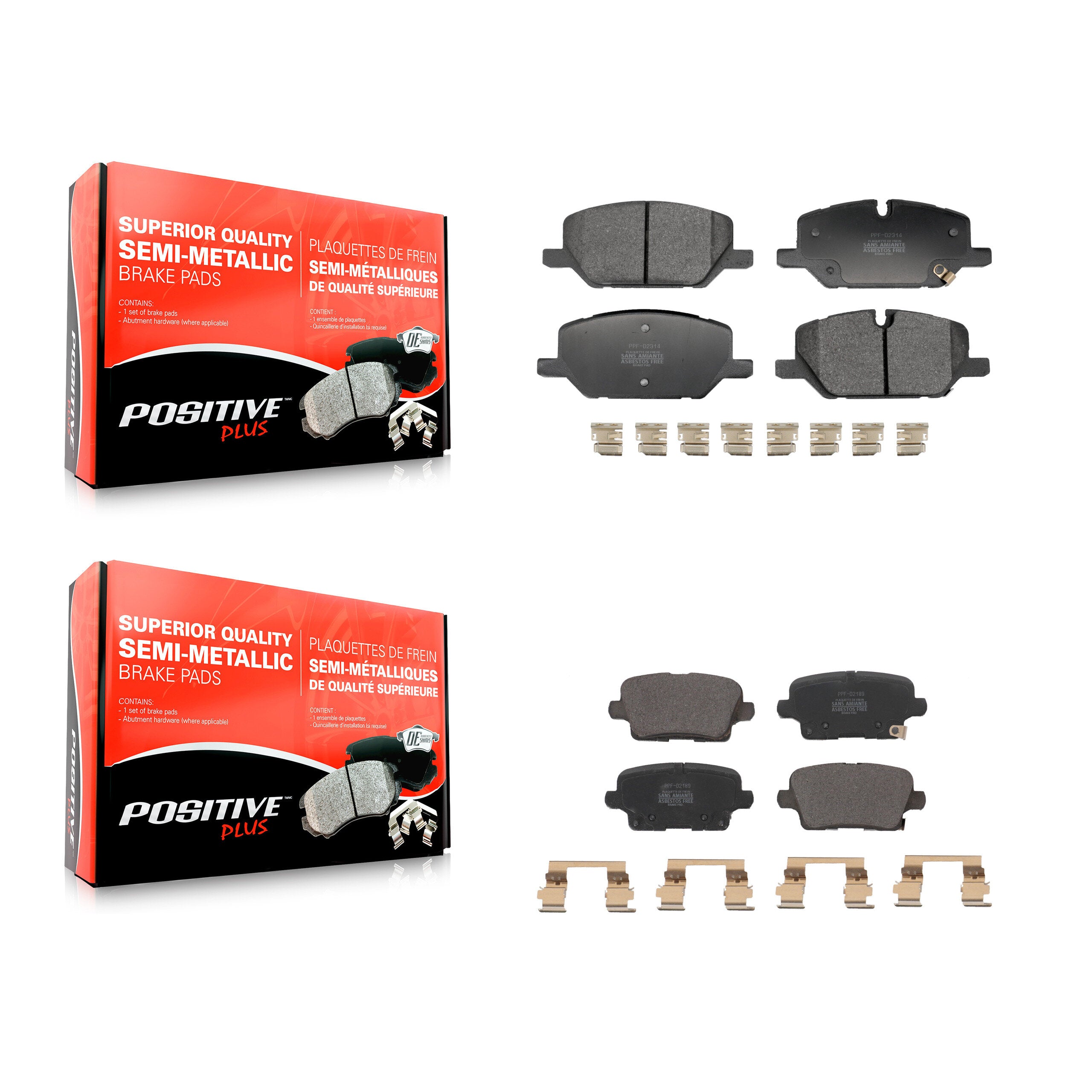 Positive Plus KPF-100791 Disc Brake Pad for 2020-2023 Buick Envision, Cadillac XT4 - Front and Rear