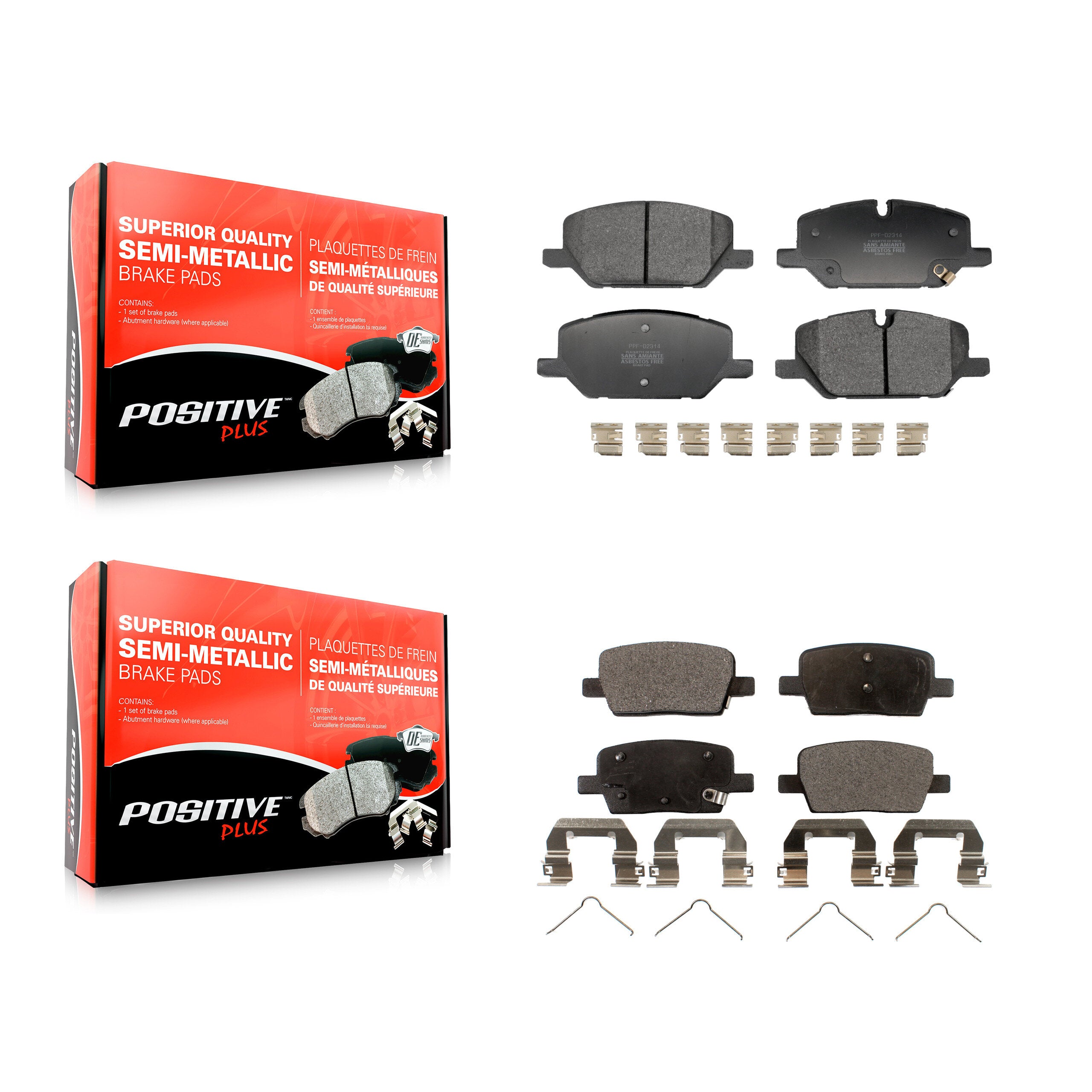 Positive Plus KPF-100792 Disc Brake Pad for 2021-2022 Chevrolet Camaro - Front and Rear