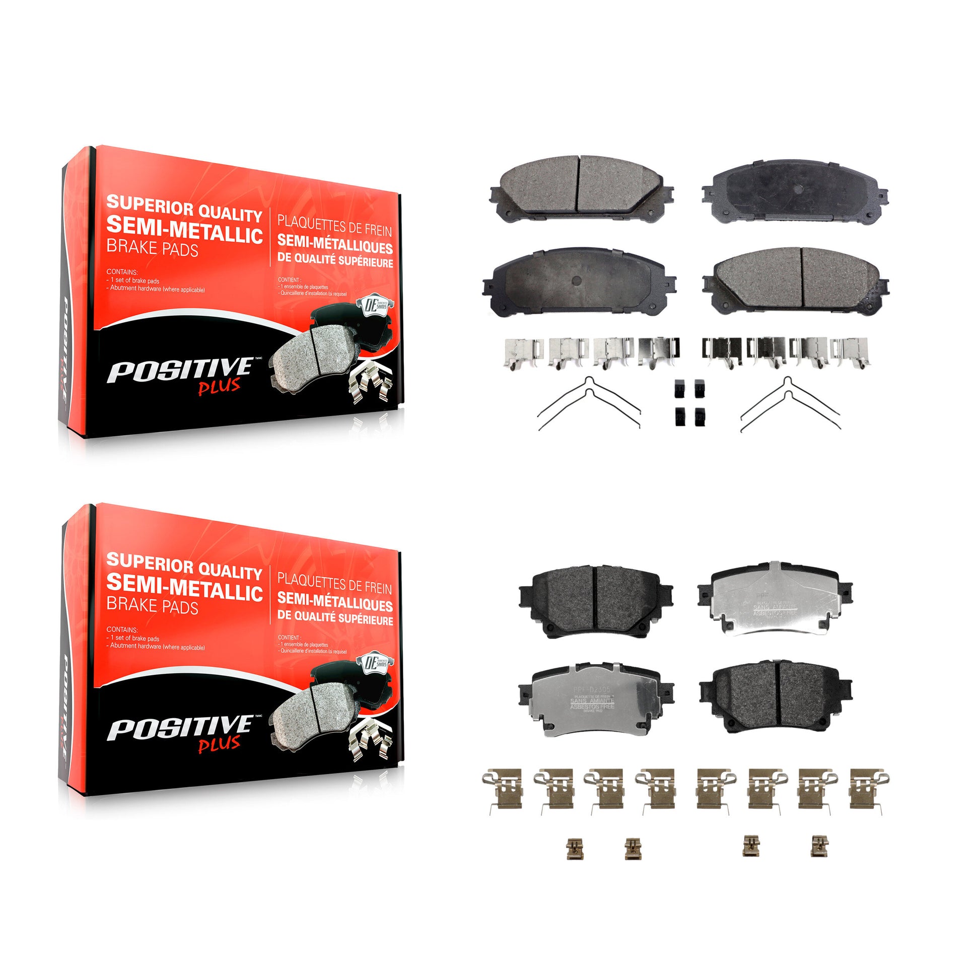 Positive Plus KPF-100794 Disc Brake Pad for 2020-2024 Lexus RZ450e, Subaru Solterra and More - Front and Rear
