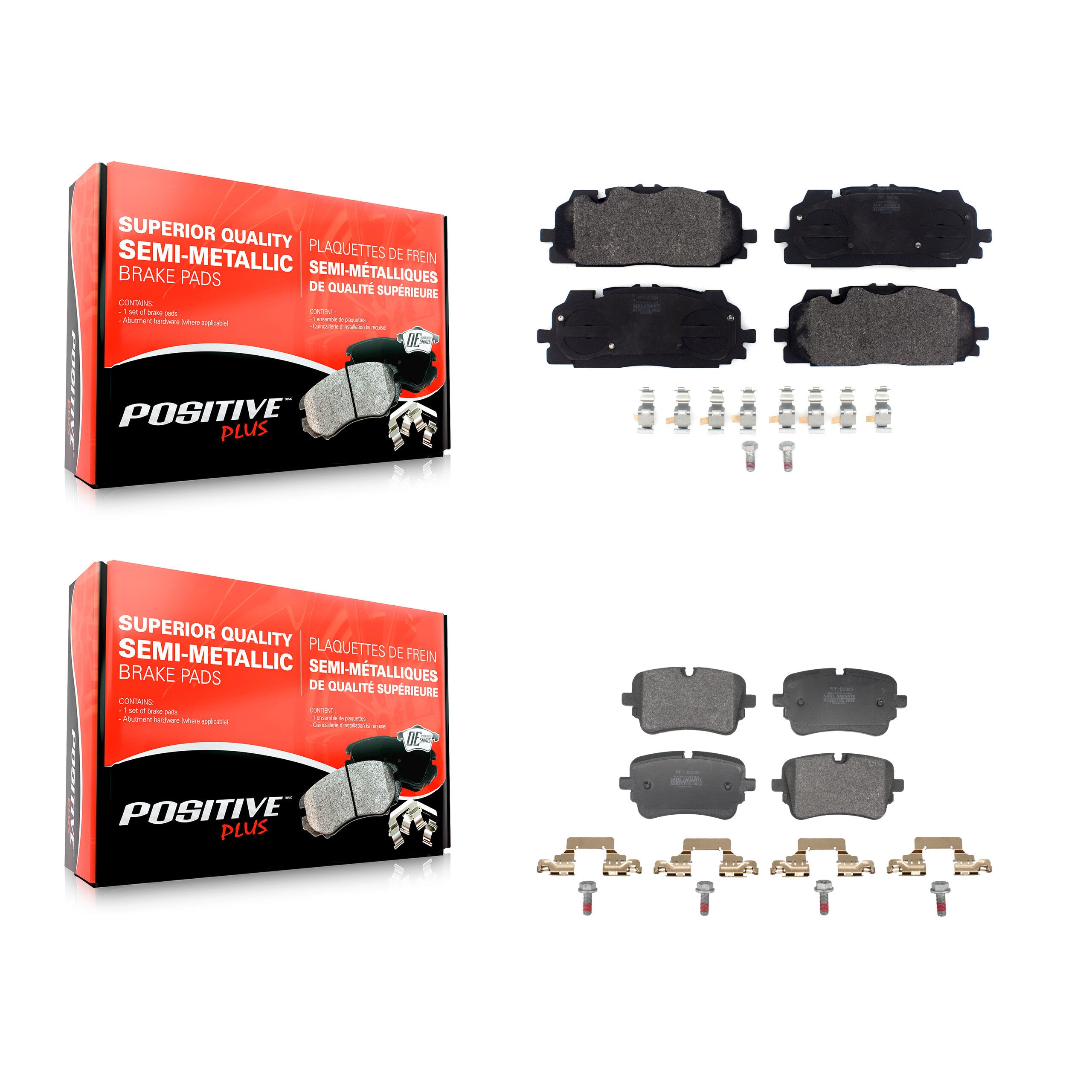 Positive Plus KPF-100796 Disc Brake Pad for 2020-2023 Audi A8 Quattro, Audi Q7, Audi Q8 - Front and Rear