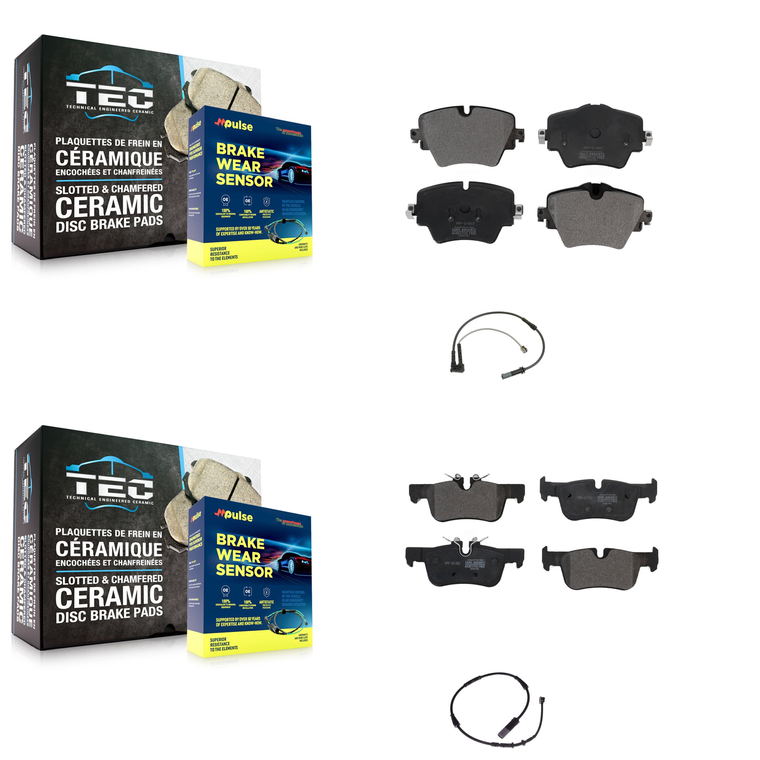 Positive Plus KPW-100016 Disc Brake Pad for 2016-2022 BMW 228i Gran Coupe, BMW X1 and More - Front and Rear