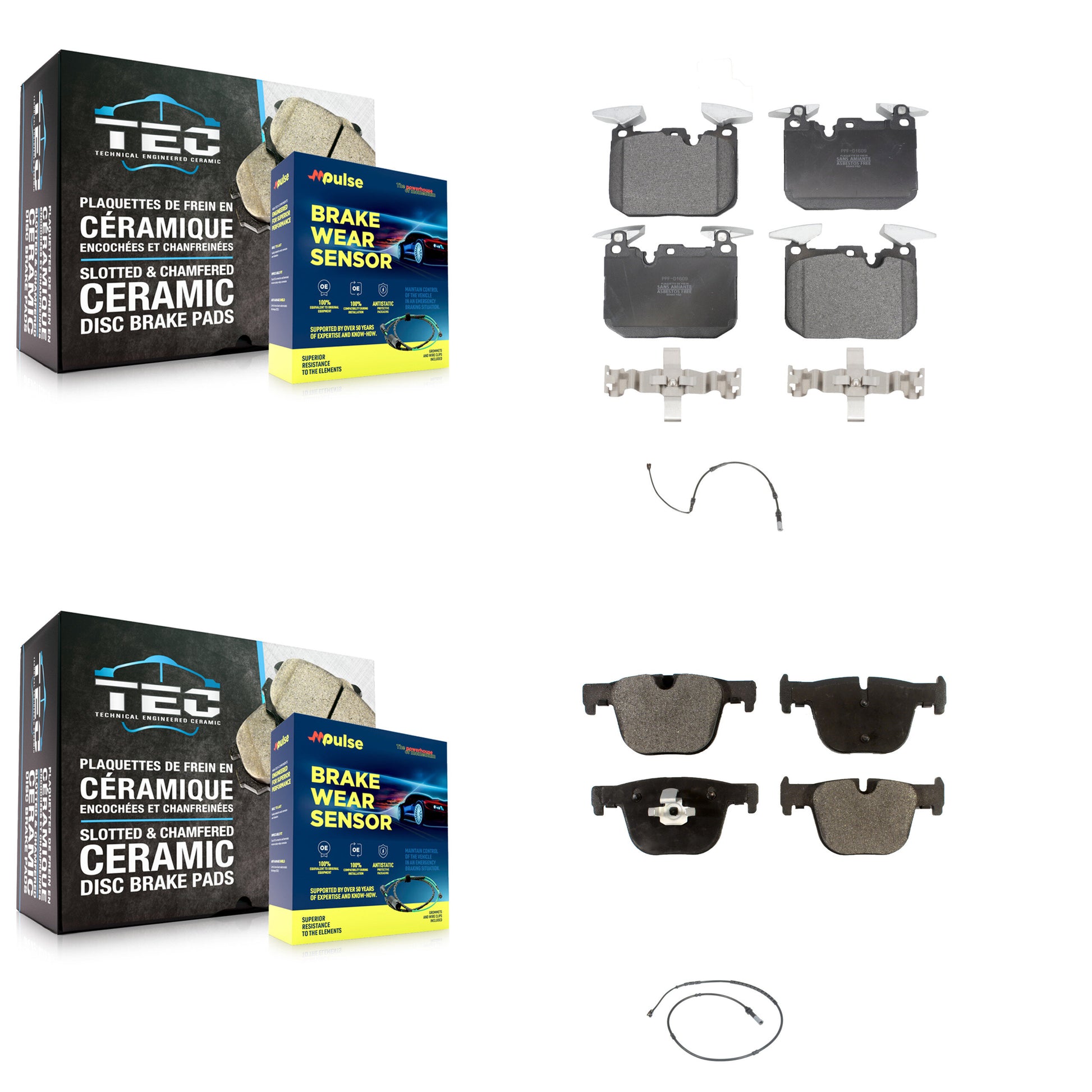 Positive Plus KPW-100041 Disc Brake Pad for 2012-2020 BMW 440i, BMW 340i GT xDrive and More - Front and Rear