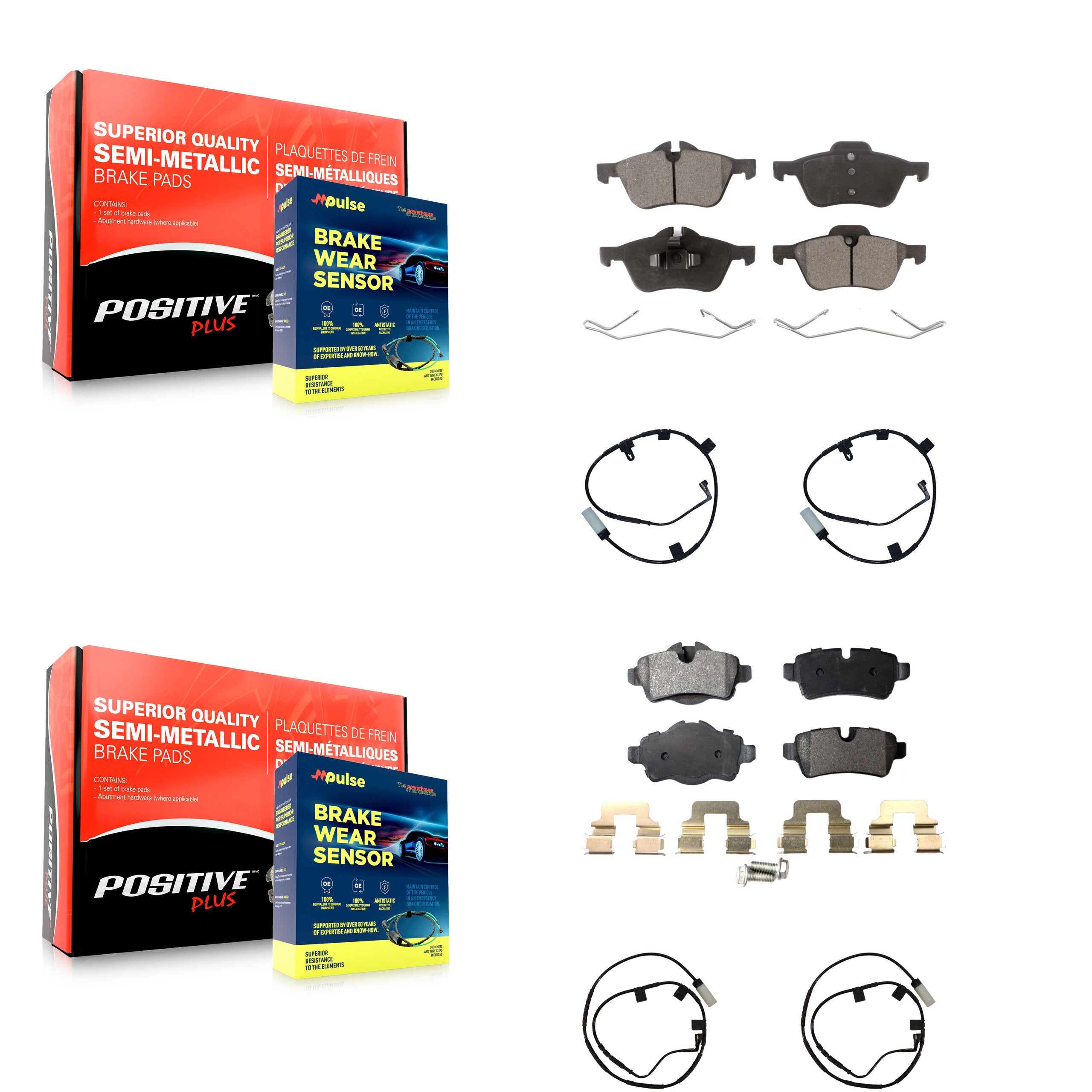 Positive Plus KPW-100225 Disc Brake Pad for 2007-2008 Mini Cooper - Front and Rear