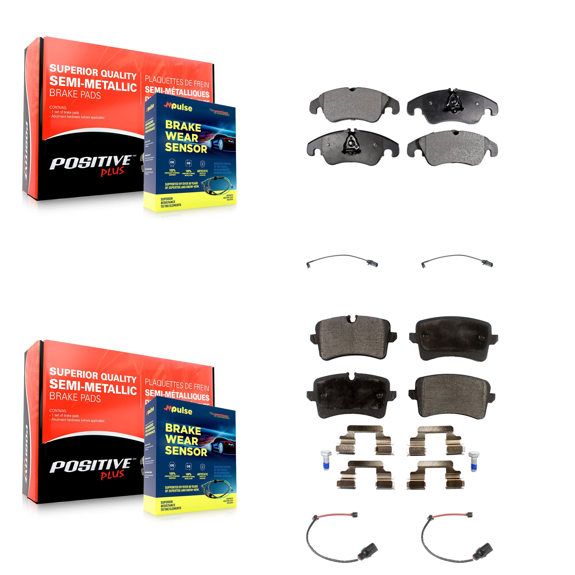 Positive Plus KPW-100228 Disc Brake Pad for 2012 Audi A6 - Front and Rear