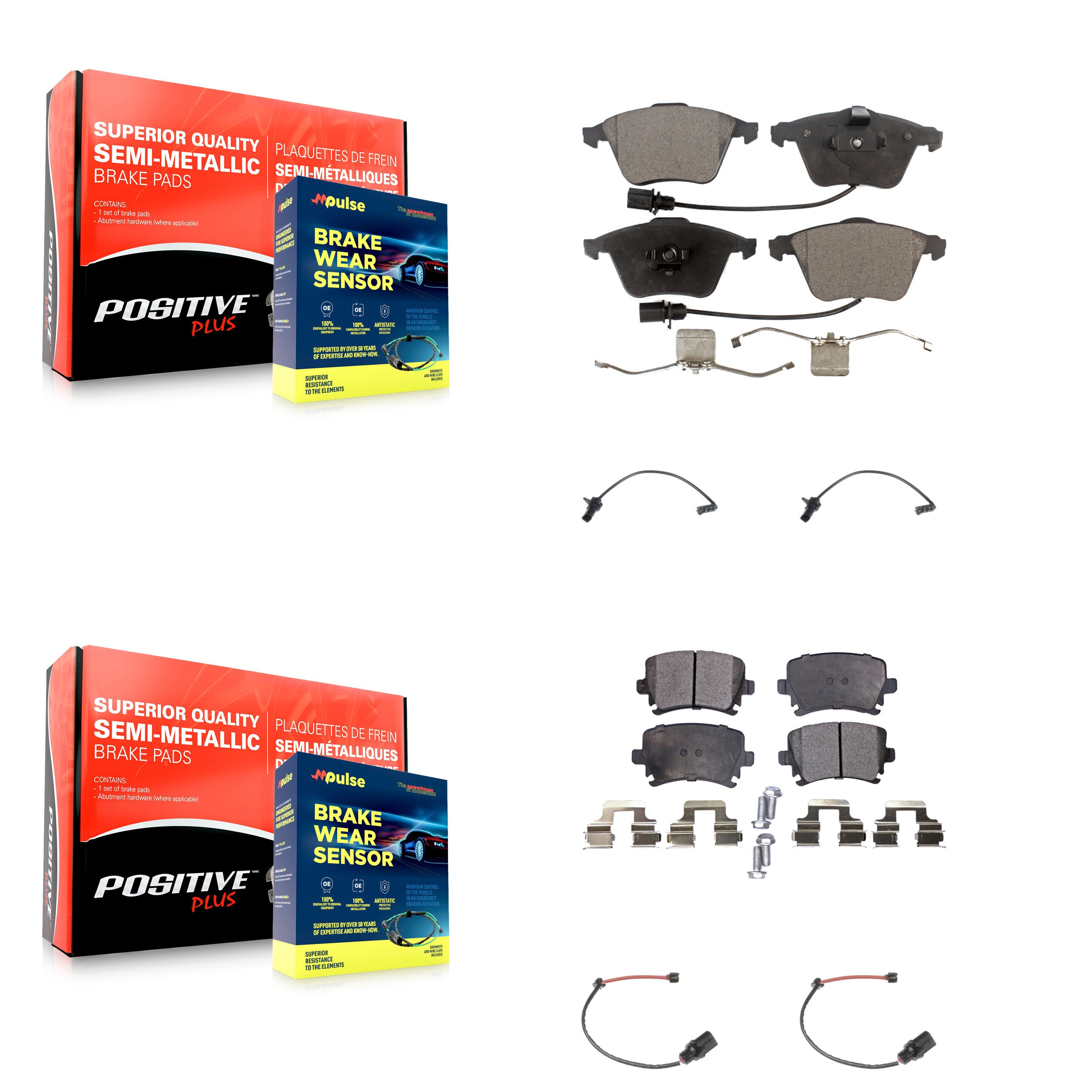 Positive Plus KPW-100234 Disc Brake Pad for 2011 Audi A6 - Front and Rear