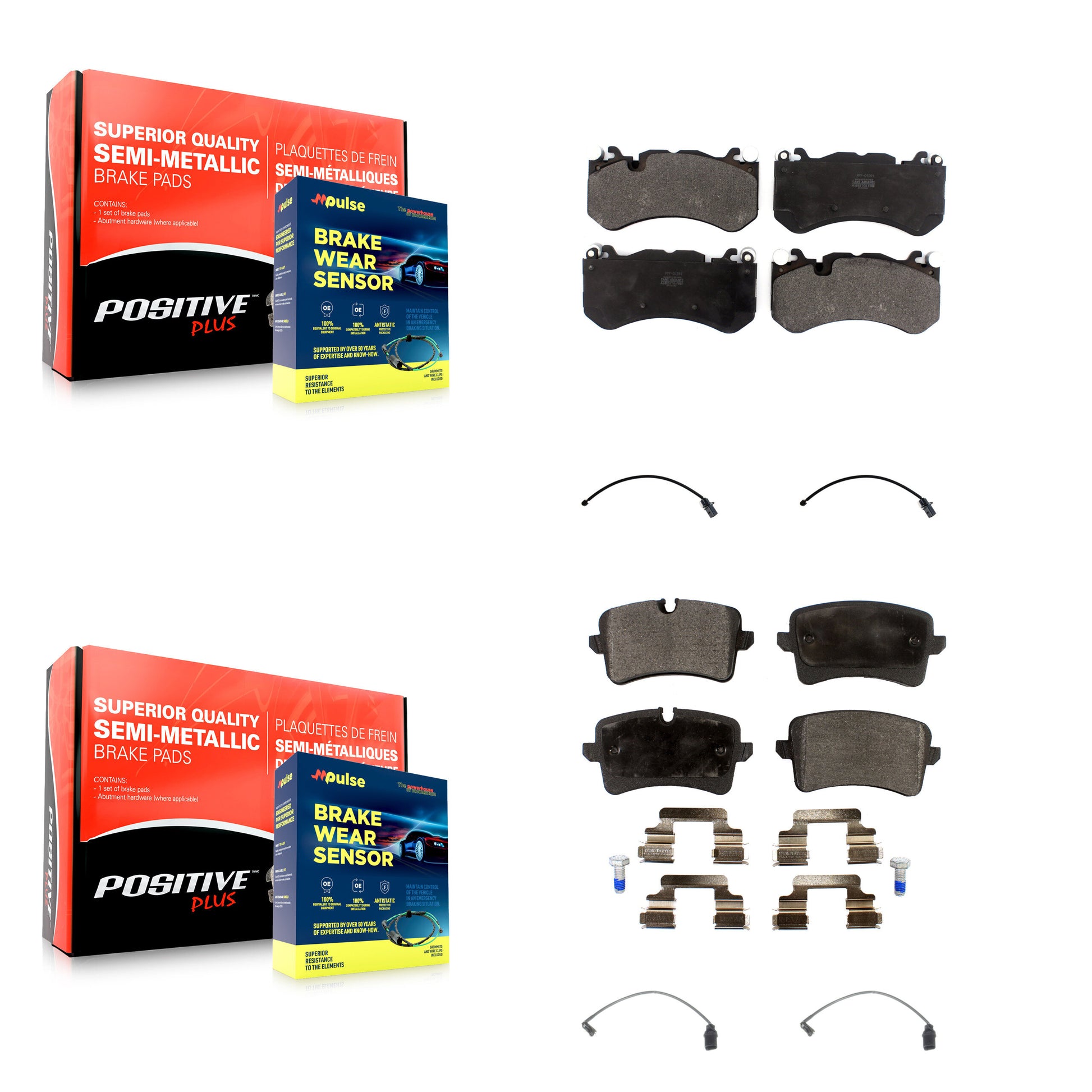 Positive Plus KPW-100236 Disc Brake Pad for 2014-2018 Audi RS7 - Front and Rear