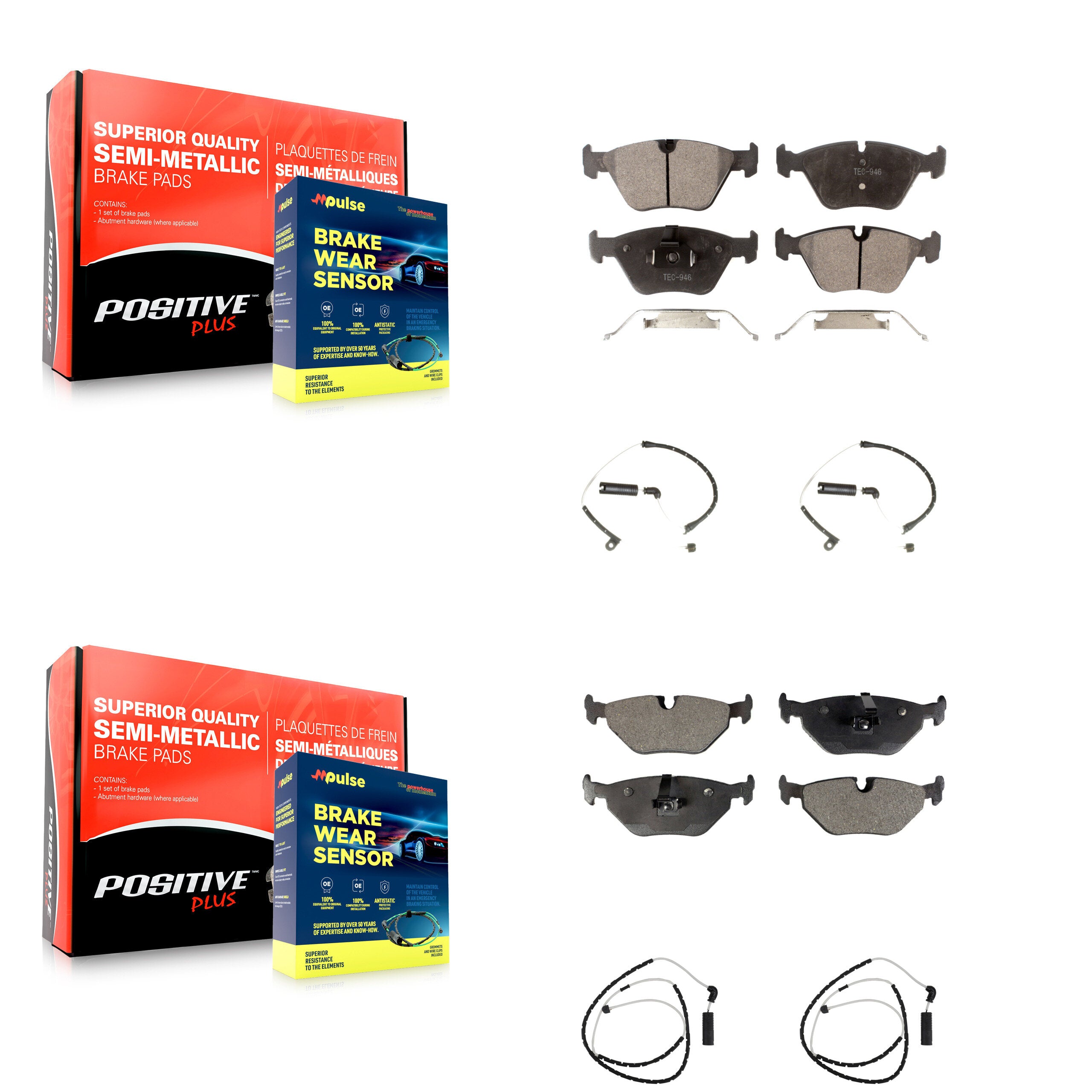 Positive Plus KPW-100242 Disc Brake Pad for 2006-2008 BMW Z4 - Front and Rear