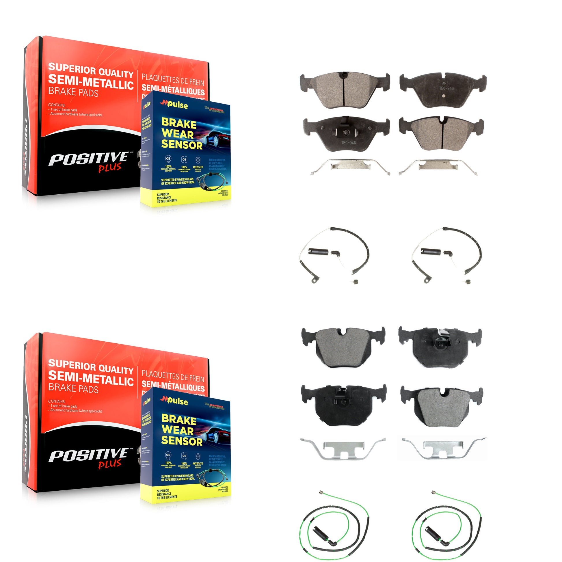 Positive Plus KPW-100243 Disc Brake Pad for 2006-2008 BMW Z4 - Front and Rear