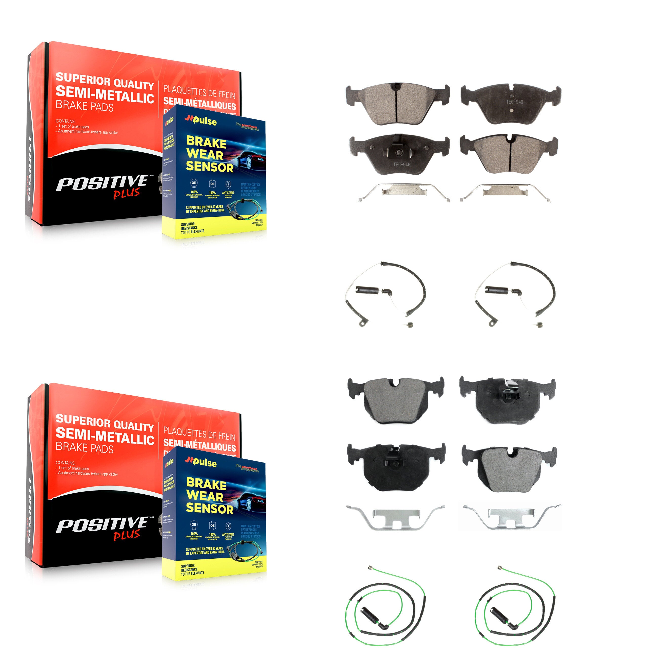 Positive Plus KPW-100243 Disc Brake Pad for 2006-2008 BMW Z4 - Front and Rear