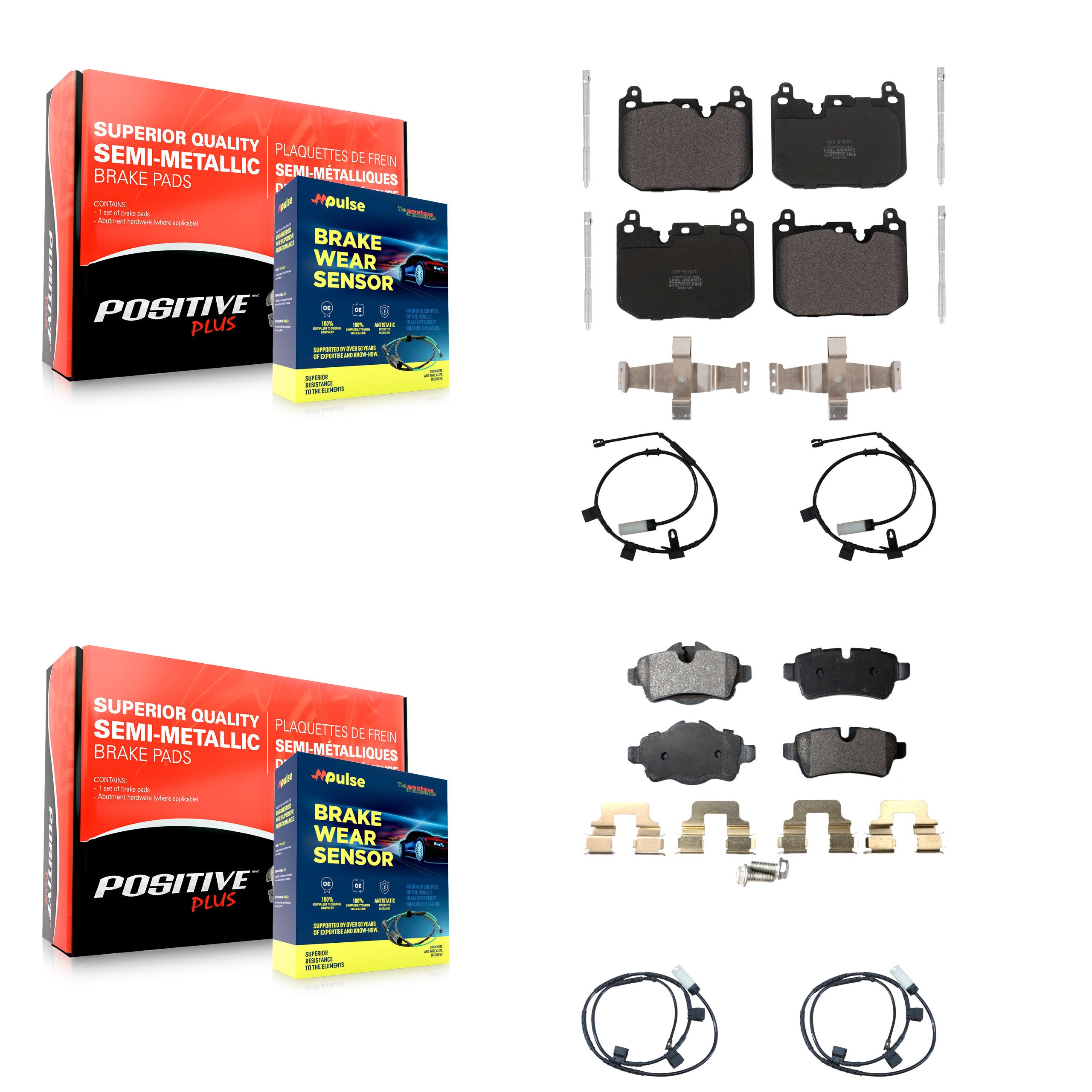 Positive Plus KPW-100246 Disc Brake Pad for 2015 Mini Cooper - Front and Rear