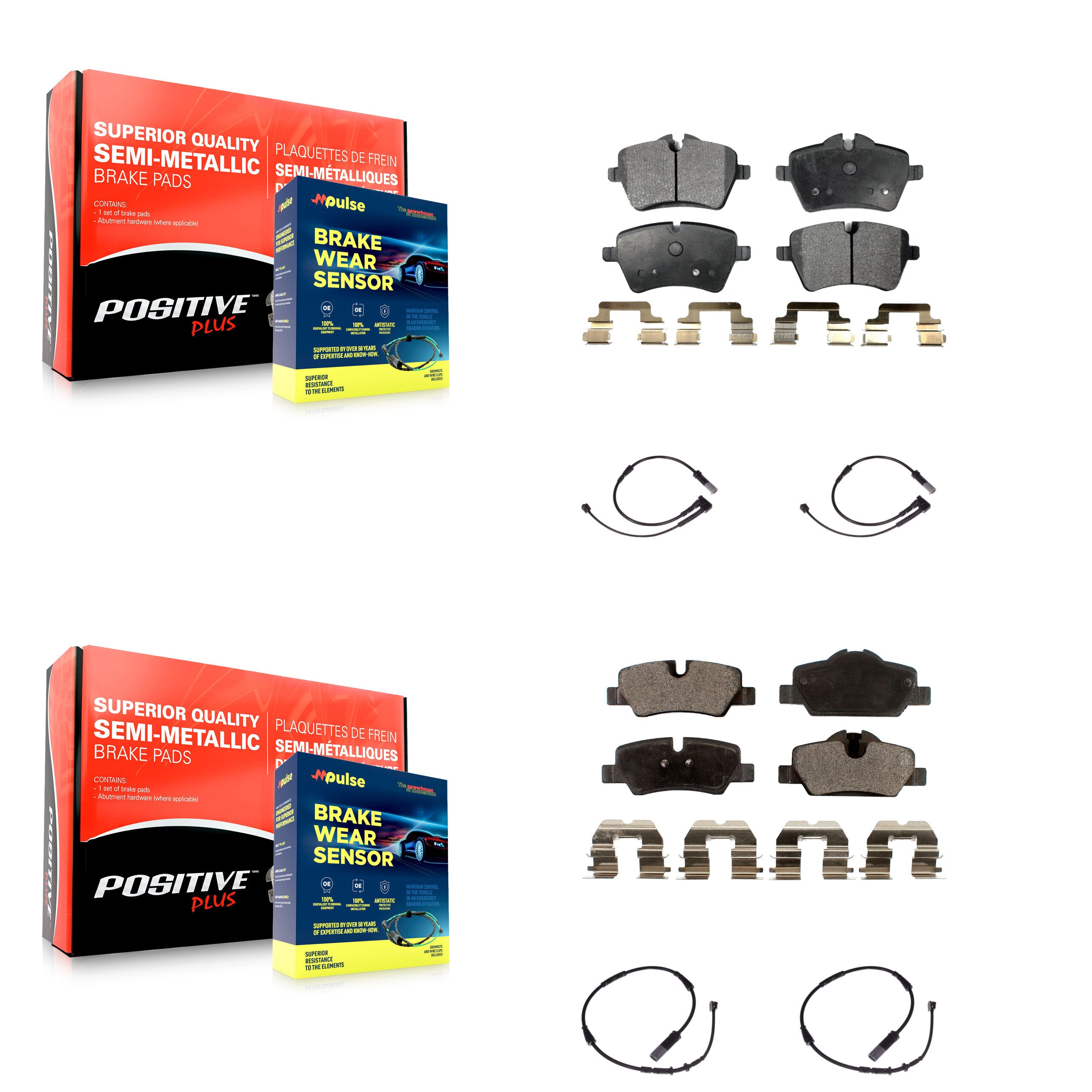 Positive Plus KPW-100249 Disc Brake Pad for 2015-2016 Mini Cooper - Front and Rear