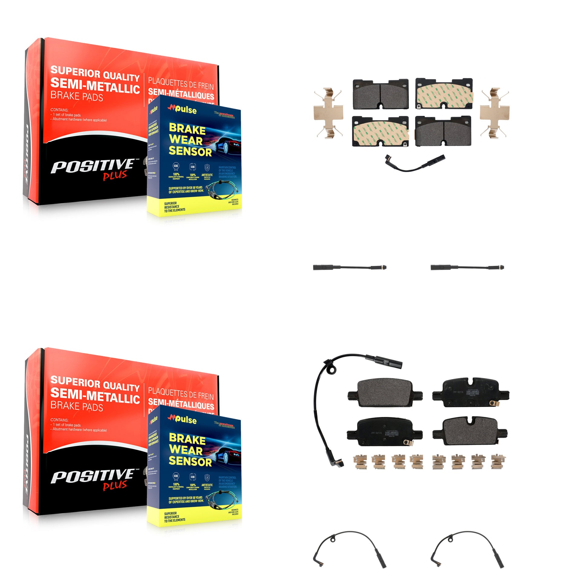 Positive Plus KPW-100252 Disc Brake Pad for 2019-2024 Chevrolet Silverado 1500, Chevrolet Silverado 1500 LTD and More - Front and Rear