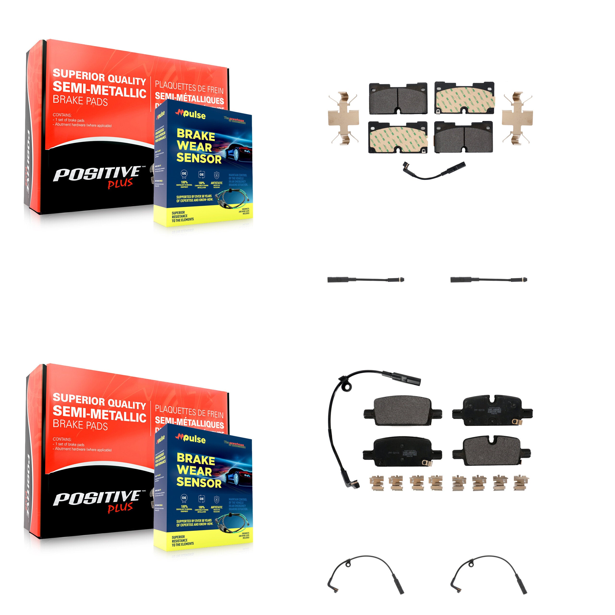 Positive Plus KPW-100252 Disc Brake Pad for 2019-2024 Chevrolet Silverado 1500, Chevrolet Silverado 1500 LTD and More - Front and Rear