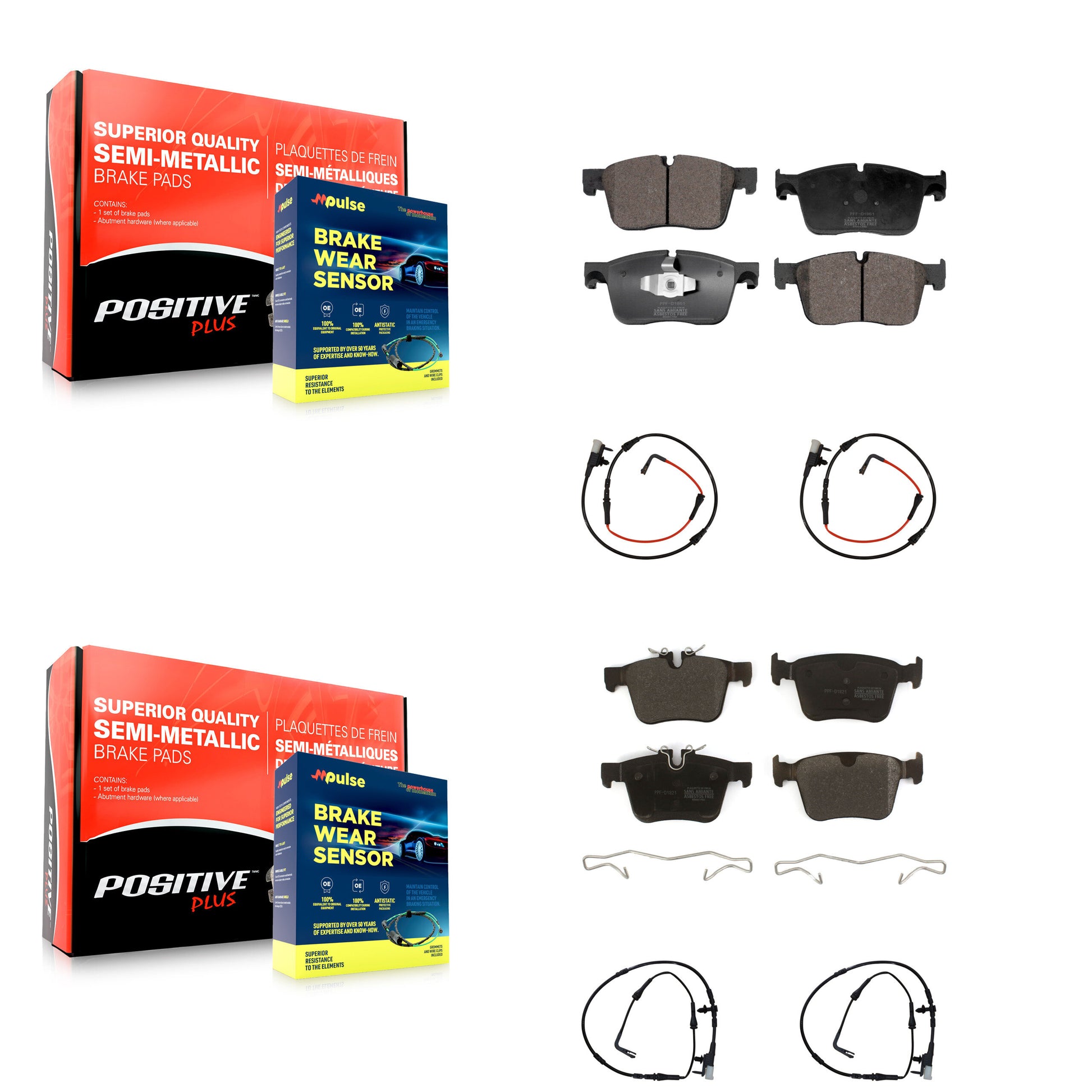 Positive Plus KPW-100257 Disc Brake Pad for 2018-2020 Jaguar XE - Front and Rear