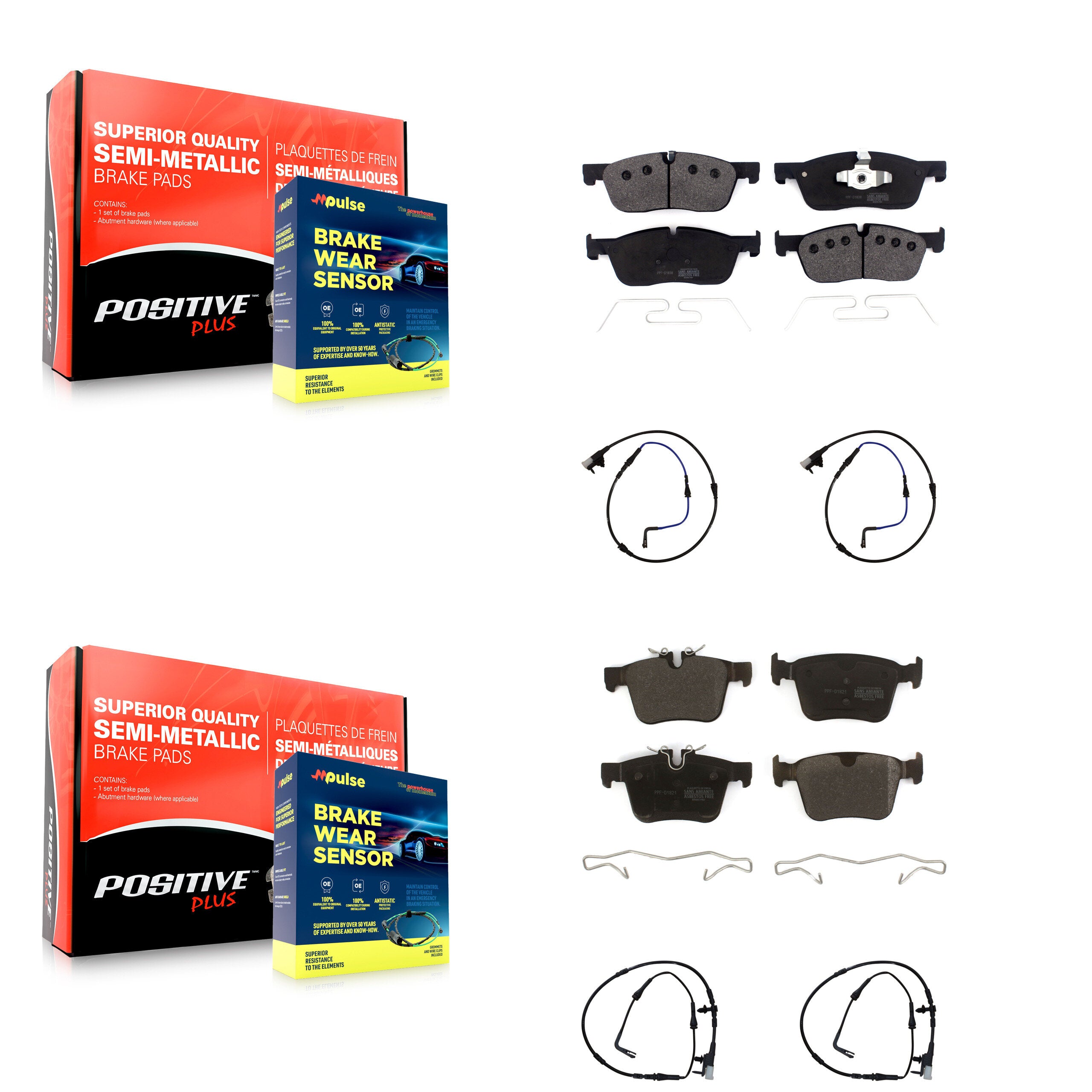 Positive Plus KPW-100258 Disc Brake Pad for 2017-2024 Jaguar XF, Jaguar XE - Front and Rear