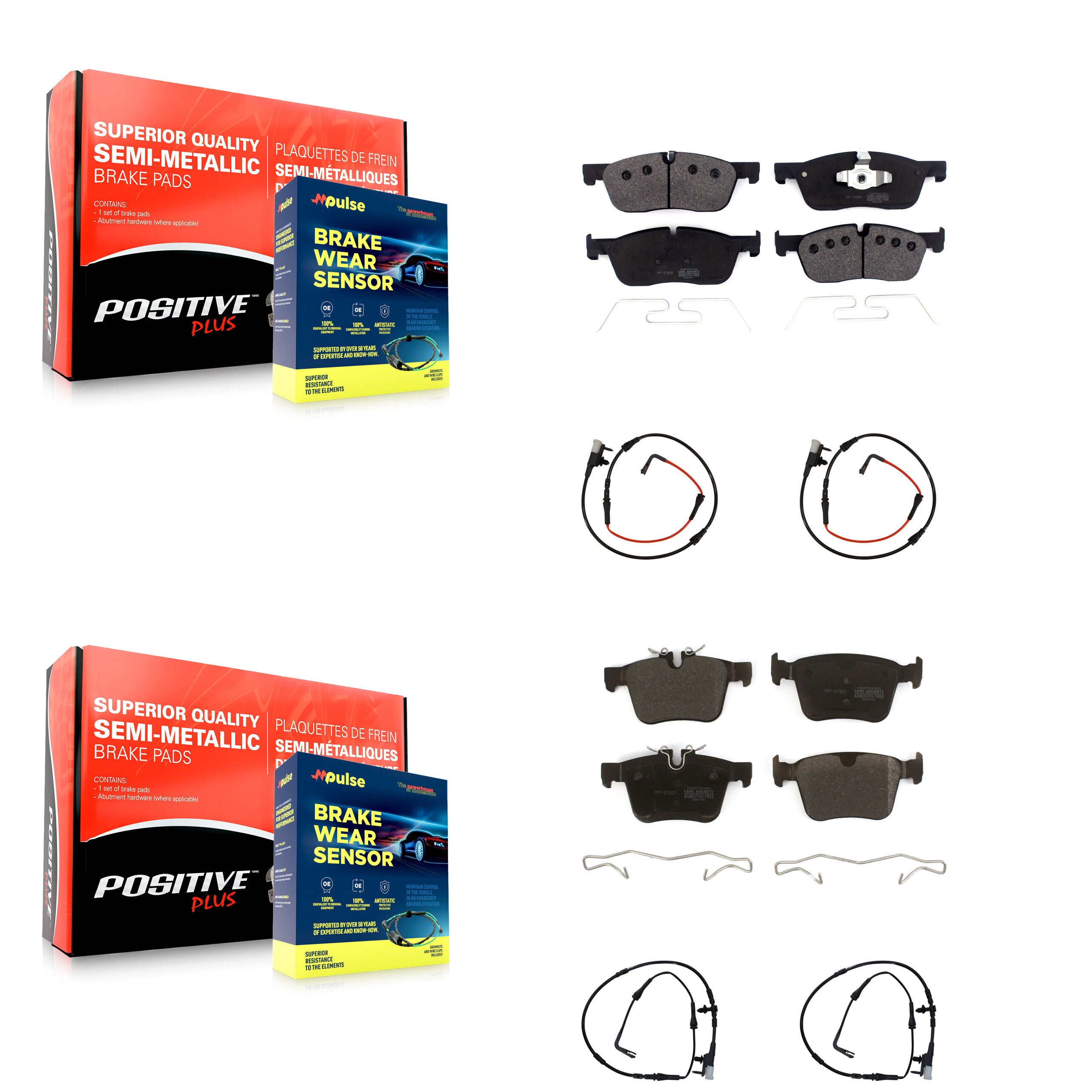 Positive Plus KPW-100259 Disc Brake Pad for 2018-2020 Jaguar XE - Front and Rear