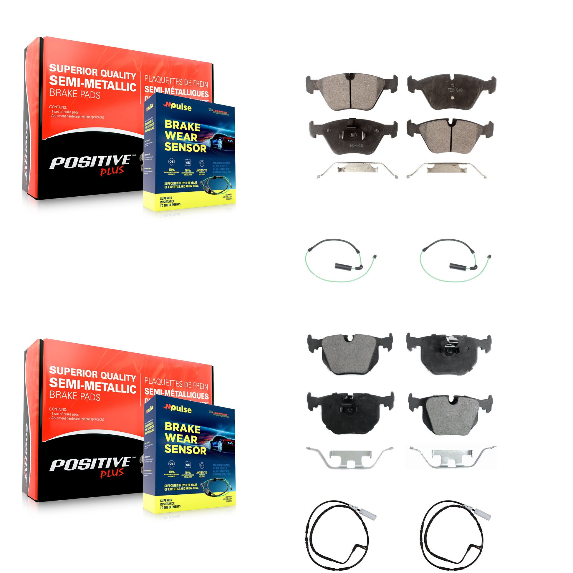Positive Plus KPW-100272 Disc Brake Pad for 2005 BMW 330xi - Front and Rear