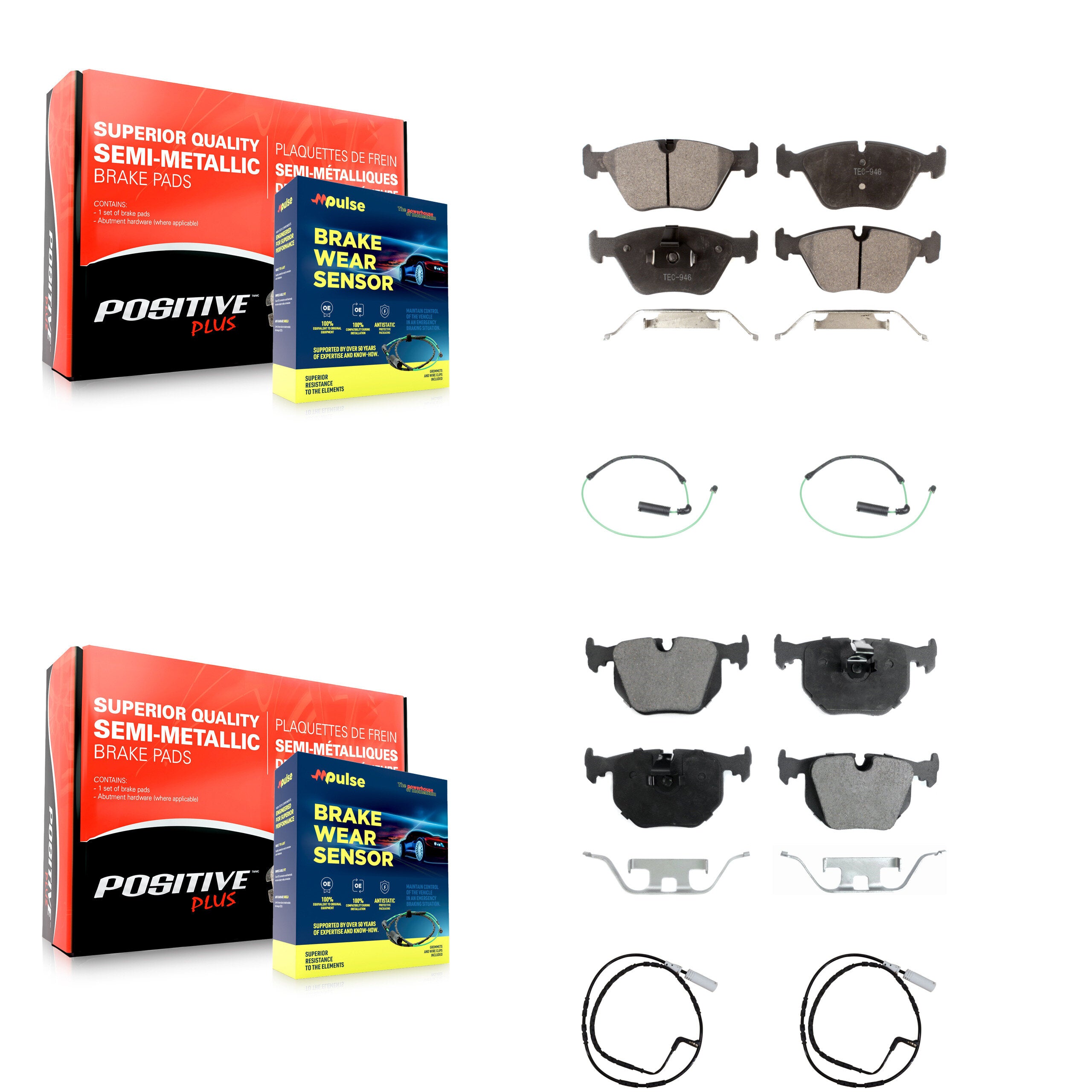 Positive Plus KPW-100272 Disc Brake Pad for 2005 BMW 330xi - Front and Rear