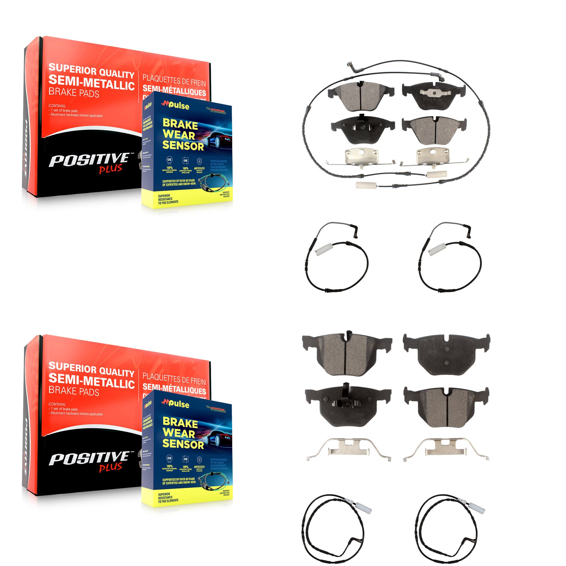 Positive Plus KPW-100275 Disc Brake Pad for 2007-2010 BMW 335d, BMW 335i - Front and Rear