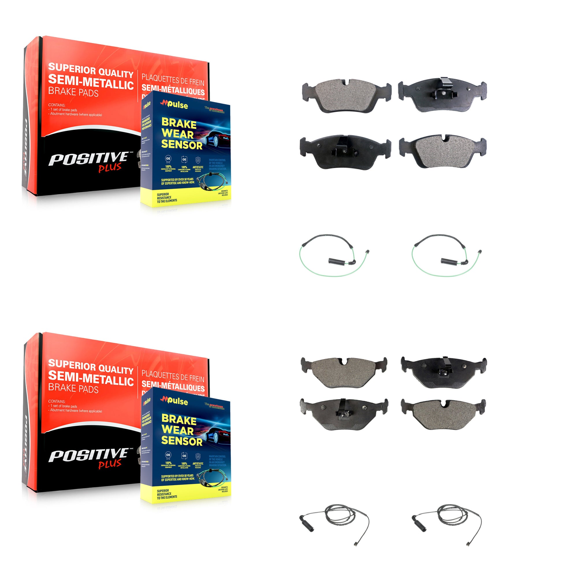 Positive Plus KPW-100284 Disc Brake Pad for 2001-2005 BMW 325xi - Front and Rear
