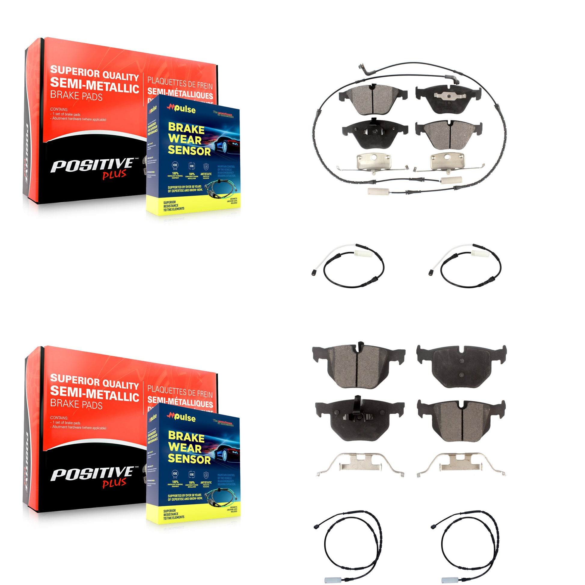 Positive Plus KPW-100289 Disc Brake Pad for 2011-2013 BMW 335i, BMW 335d, BMW 335is - Front and Rear