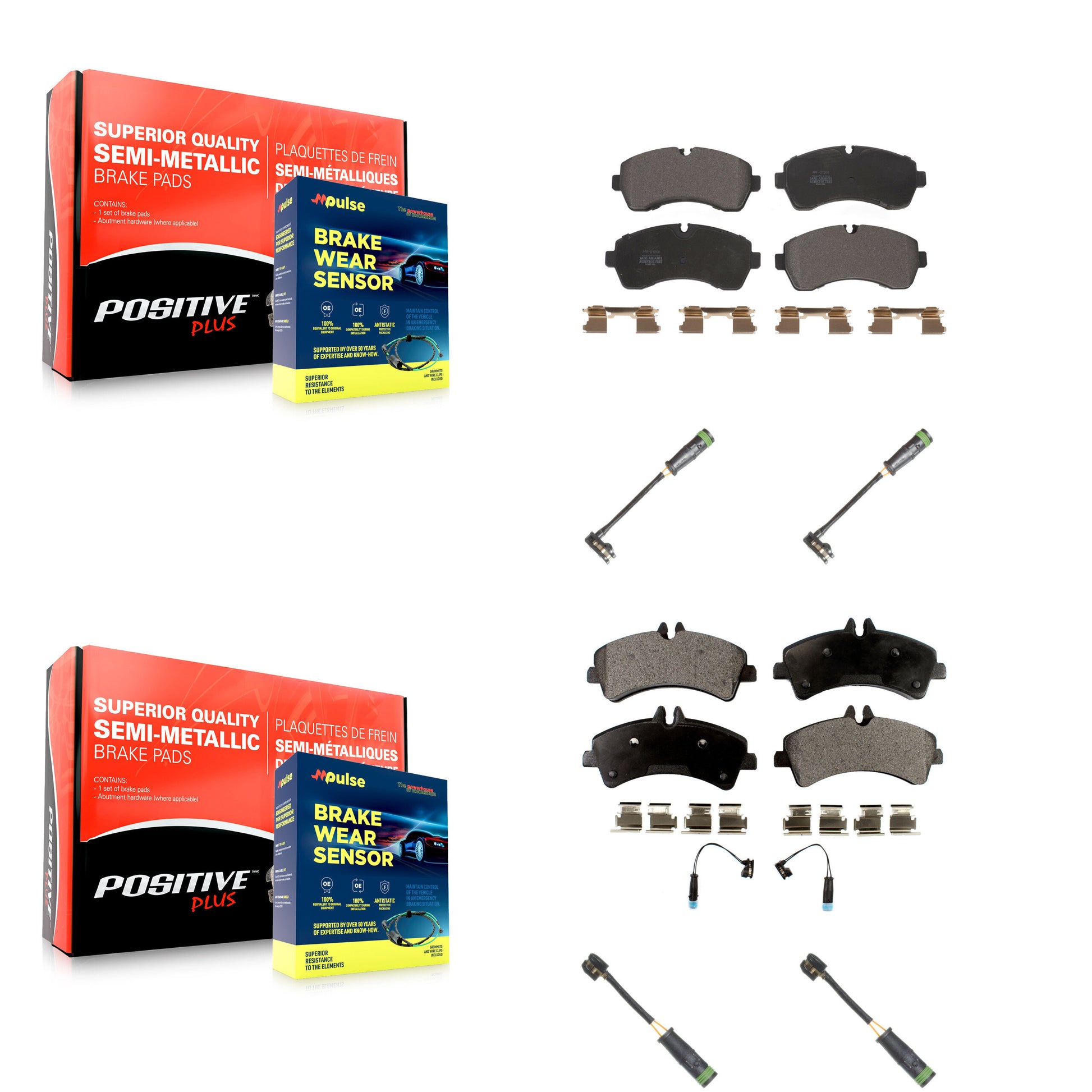 Positive Plus KPW-100298 Disc Brake Pad for 2010-2018 Mercedes-Benz Sprinter 3500, Mercedes-Benz Sprinter 3500XD - Front and Rear