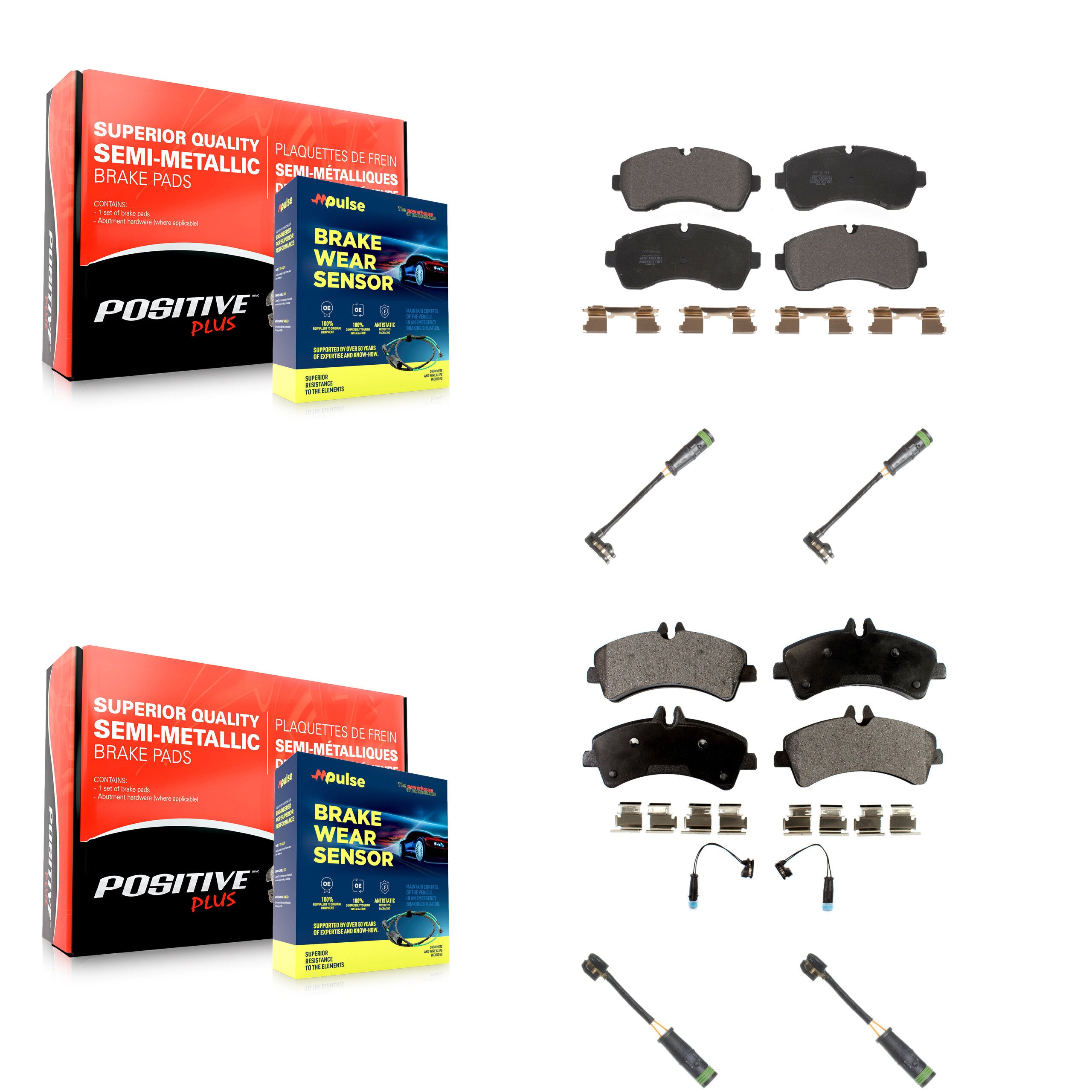 Positive Plus KPW-100298 Disc Brake Pad for 2010-2018 Mercedes-Benz Sprinter 3500, Mercedes-Benz Sprinter 3500XD - Front and Rear