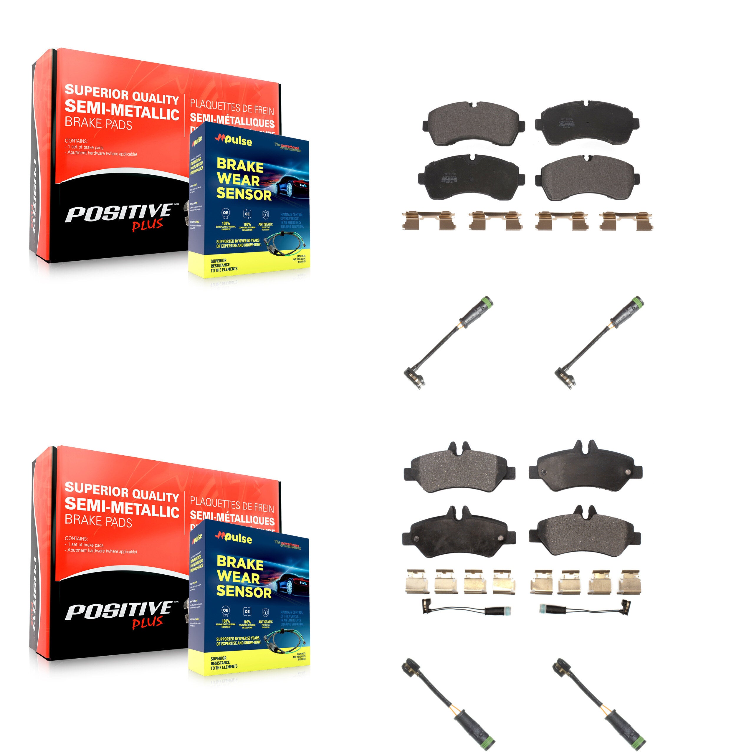 Positive Plus KPW-100299 Disc Brake Pad for 2010-2018 Mercedes-Benz Sprinter 3500 - Front and Rear