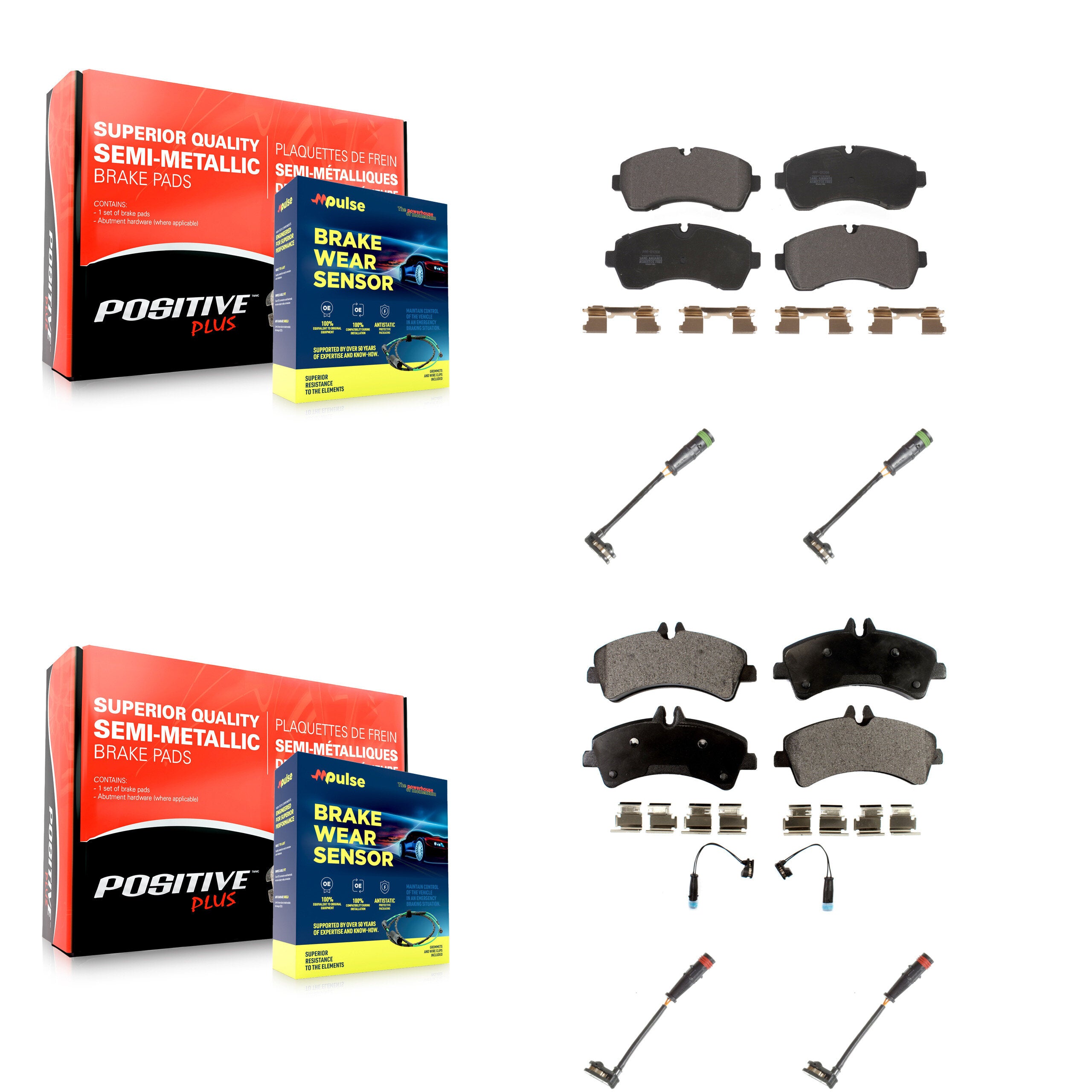 Positive Plus KPW-100300 Disc Brake Pad for 2010-2018 Mercedes-Benz Sprinter 3500 - Front and Rear