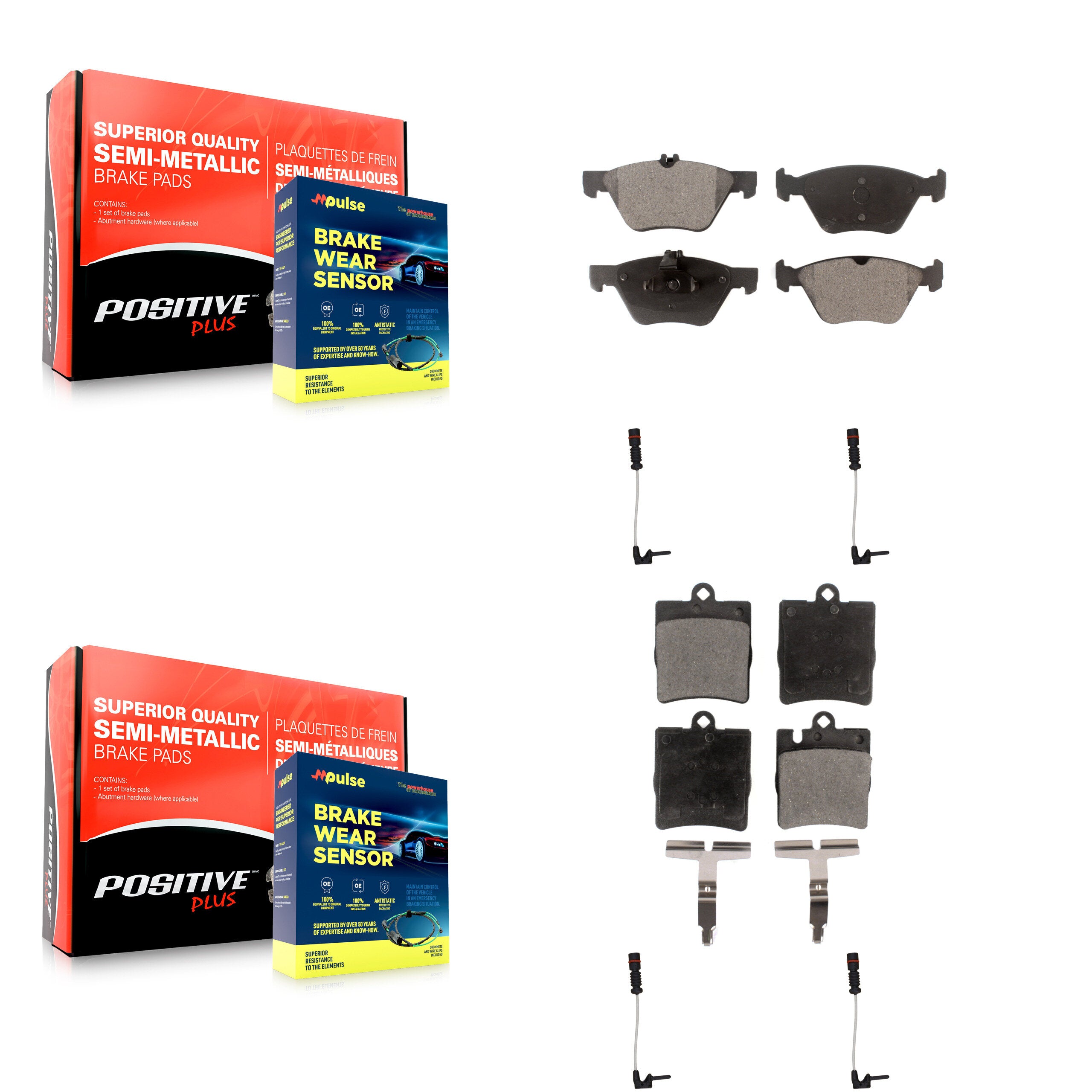 Positive Plus KPW-100307 Disc Brake Pad for 1996-2002 Mercedes-Benz E430, Mercedes-Benz CLK320, Mercedes-Benz E320 - Front and Rear