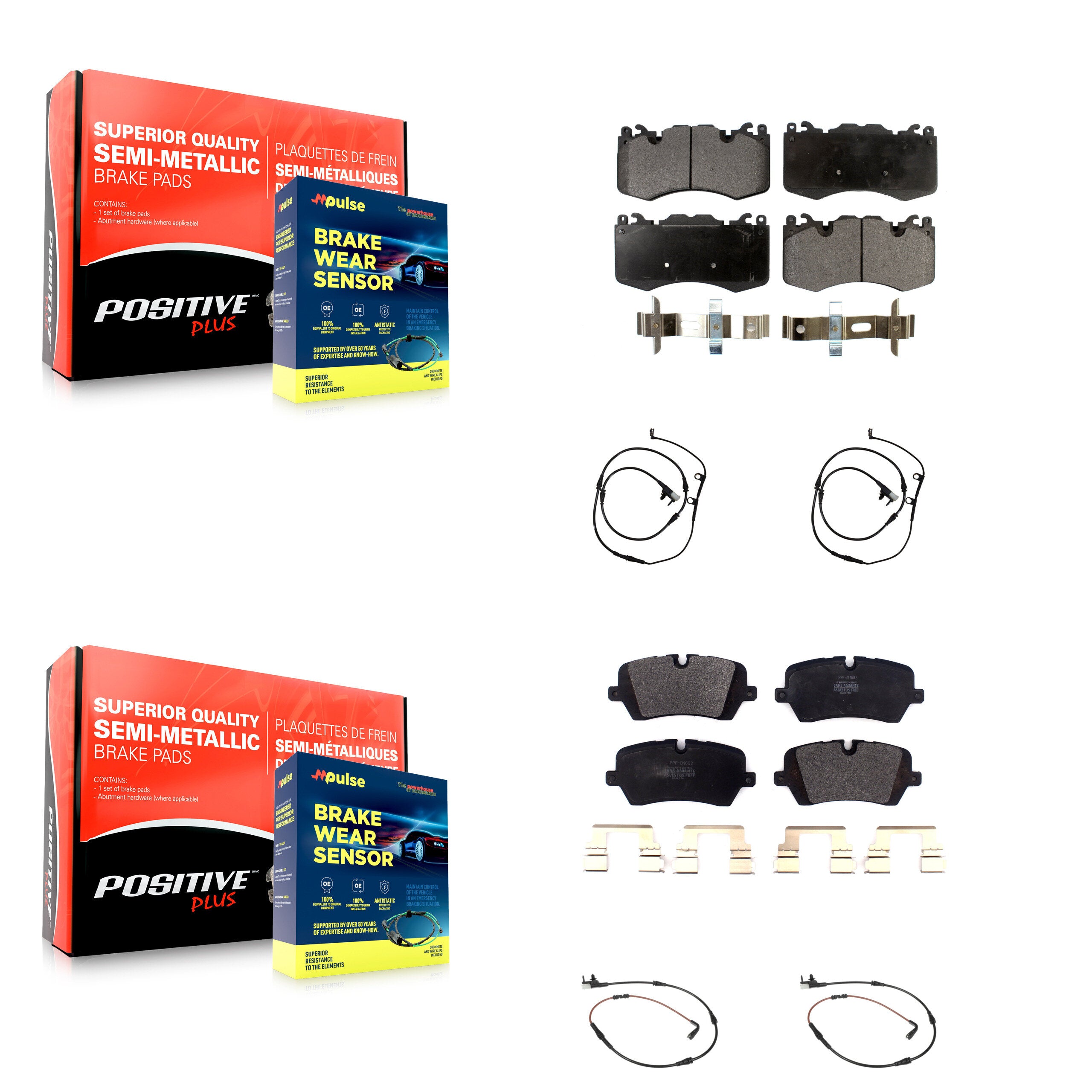 Positive Plus KPW-100312 Disc Brake Pad for 2013-2017 Land Rover Range Rover, Land Rover Range Rover Sport - Front and Rear