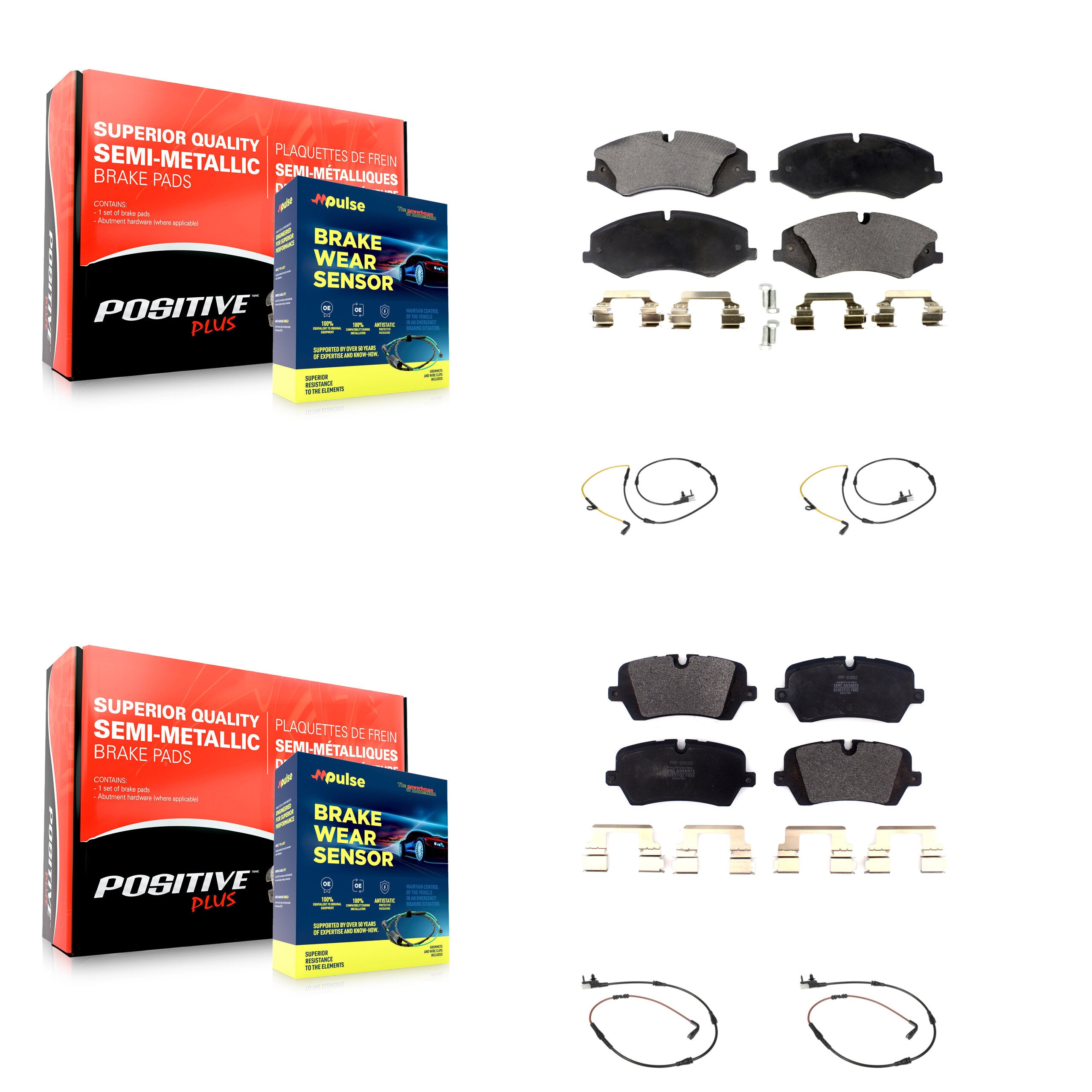 Positive Plus KPW-100314 Disc Brake Pad for 2014-2017 Land Rover Discovery, Land Rover Range Rover, Land Rover Range Rover Sport - Front and Rear