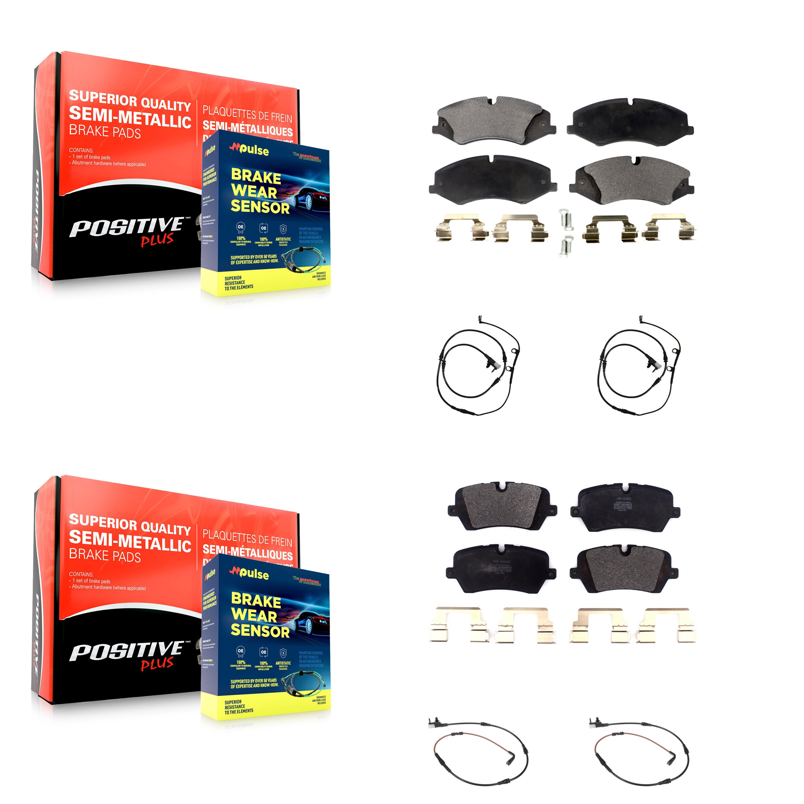 Positive Plus KPW-100315 Disc Brake Pad for 2016-2017 Land Rover Range Rover, Land Rover Range Rover Sport - Front and Rear