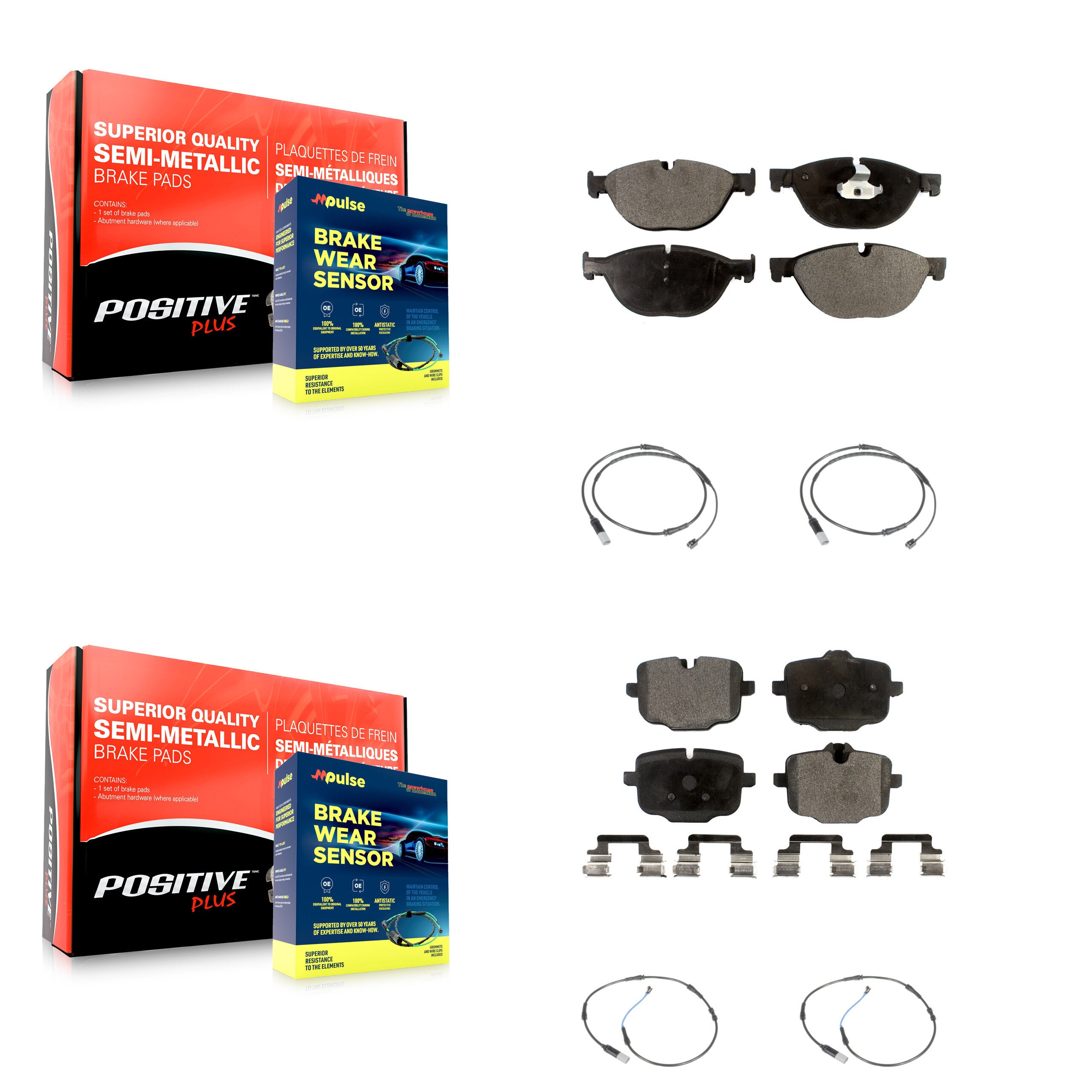 Positive Plus KPW-100319 Disc Brake Pad for 2012-2019 BMW 650i Gran Coupe, BMW 650i xDrive and More - Front and Rear