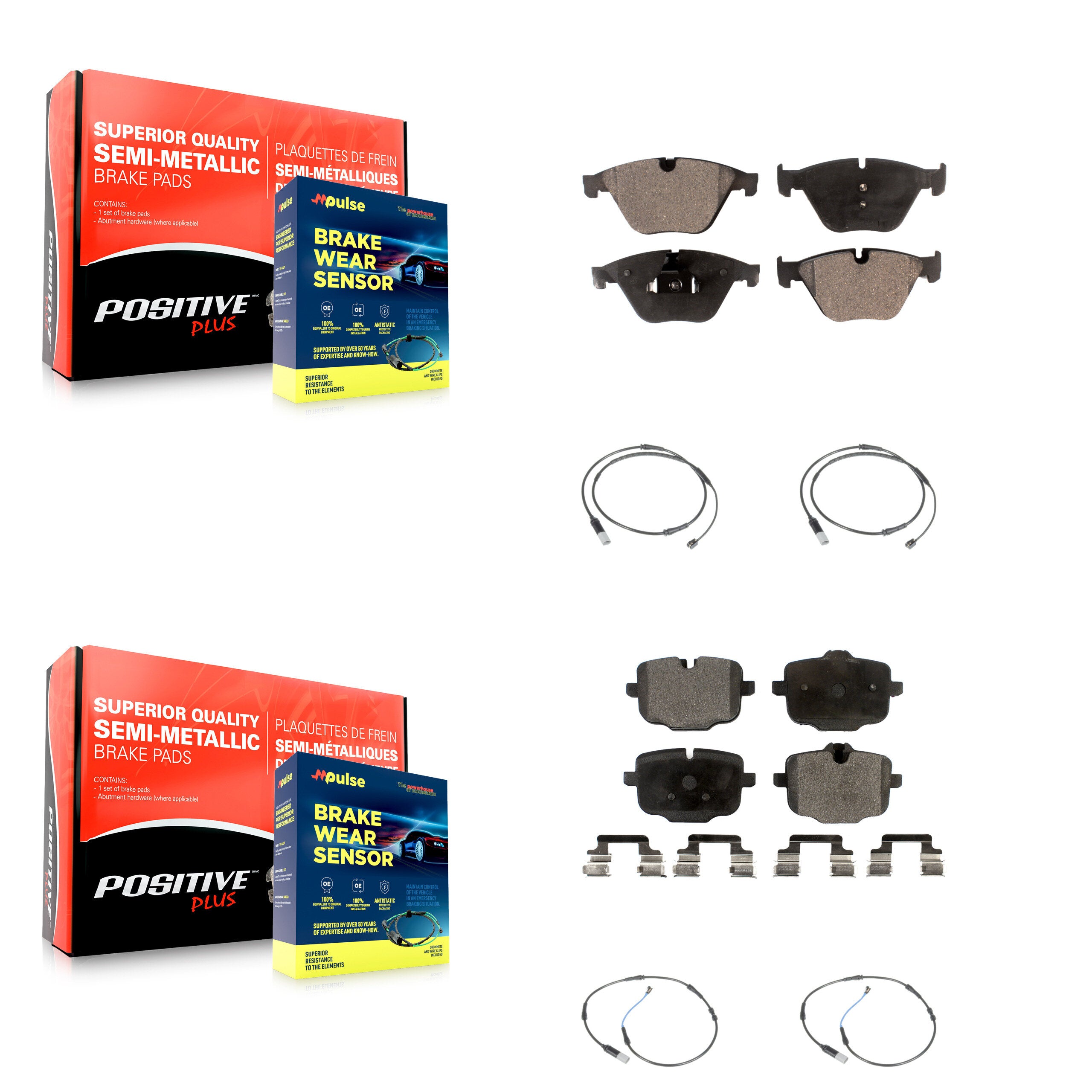 Positive Plus KPW-100320 Disc Brake Pad for 2011-2019 BMW 640i, BMW 640i Gran Coupe and More - Front and Rear