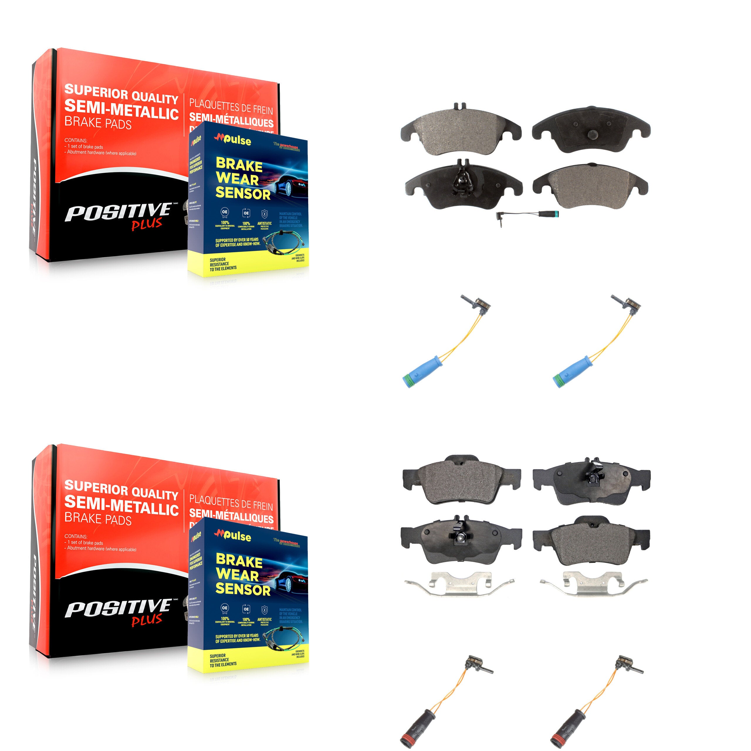 Positive Plus KPW-100355 Disc Brake Pad for 2015-2016 Mercedes-Benz E400 - Front and Rear