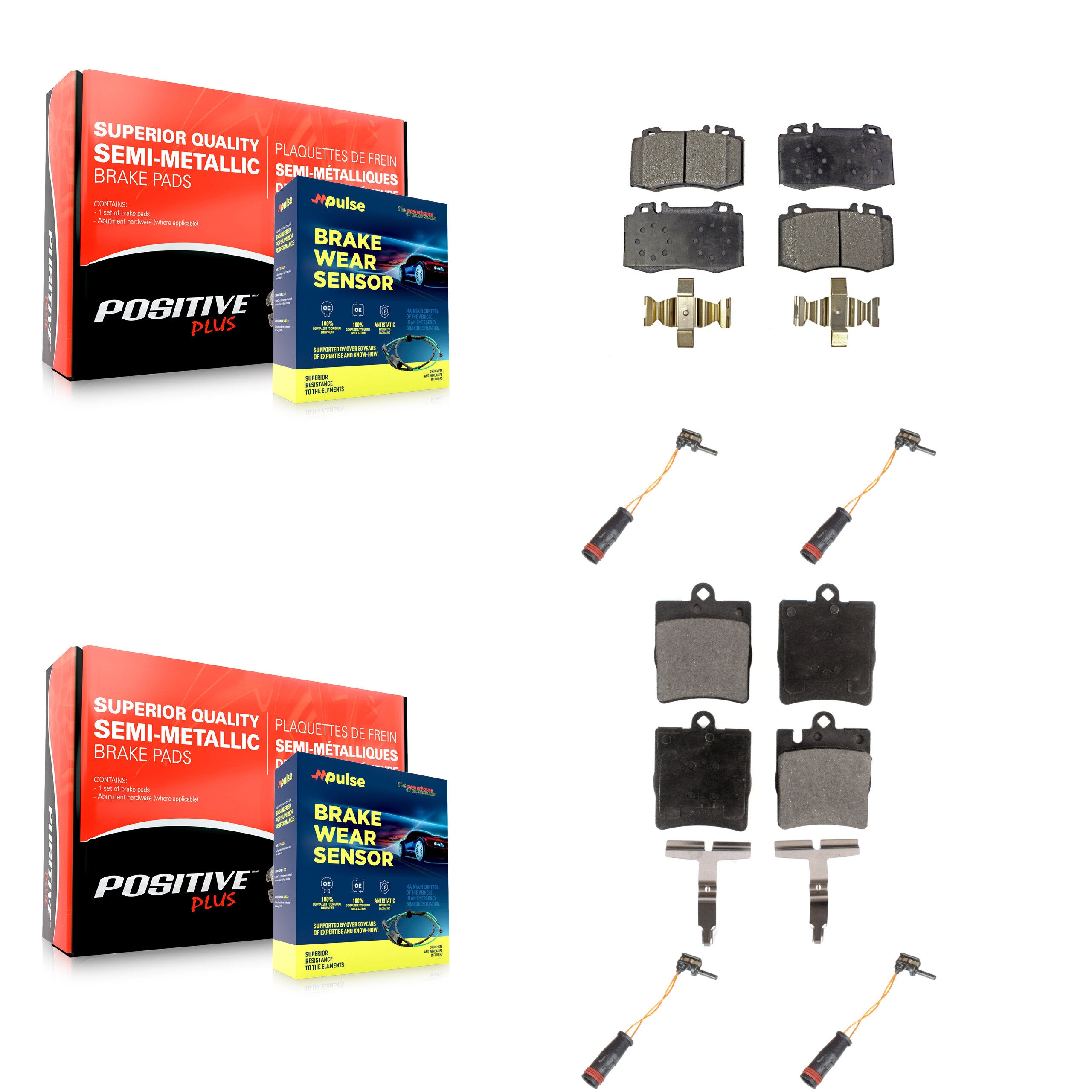Positive Plus KPW-100358 Disc Brake Pad for 2003-2007 Mercedes-Benz C350, Mercedes-Benz SLK350 and More - Front and Rear