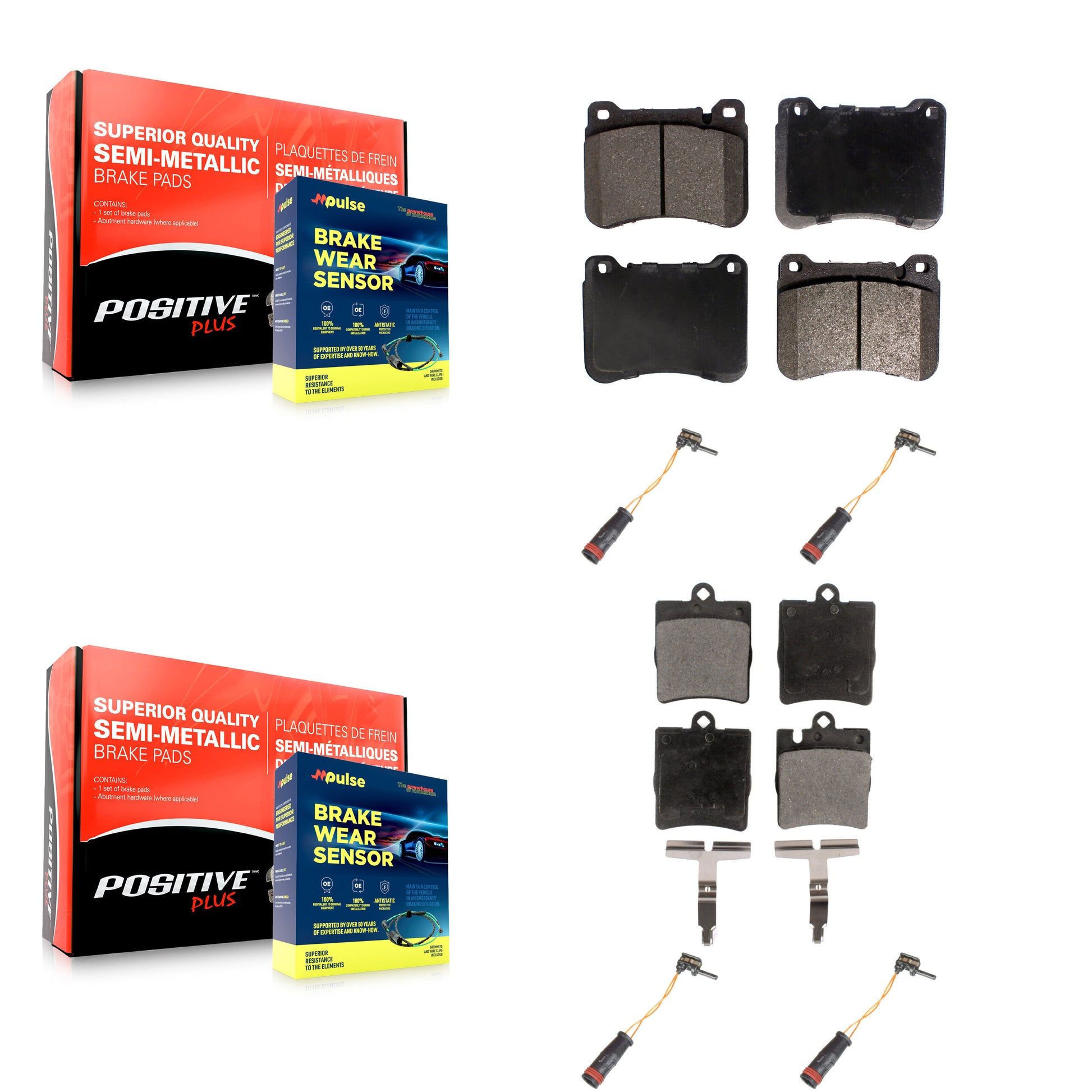 Positive Plus KPW-100359 Disc Brake Pad for 2004-2011 Mercedes-Benz SLK350, Mercedes-Benz C230, Mercedes-Benz C320 - Front and Rear