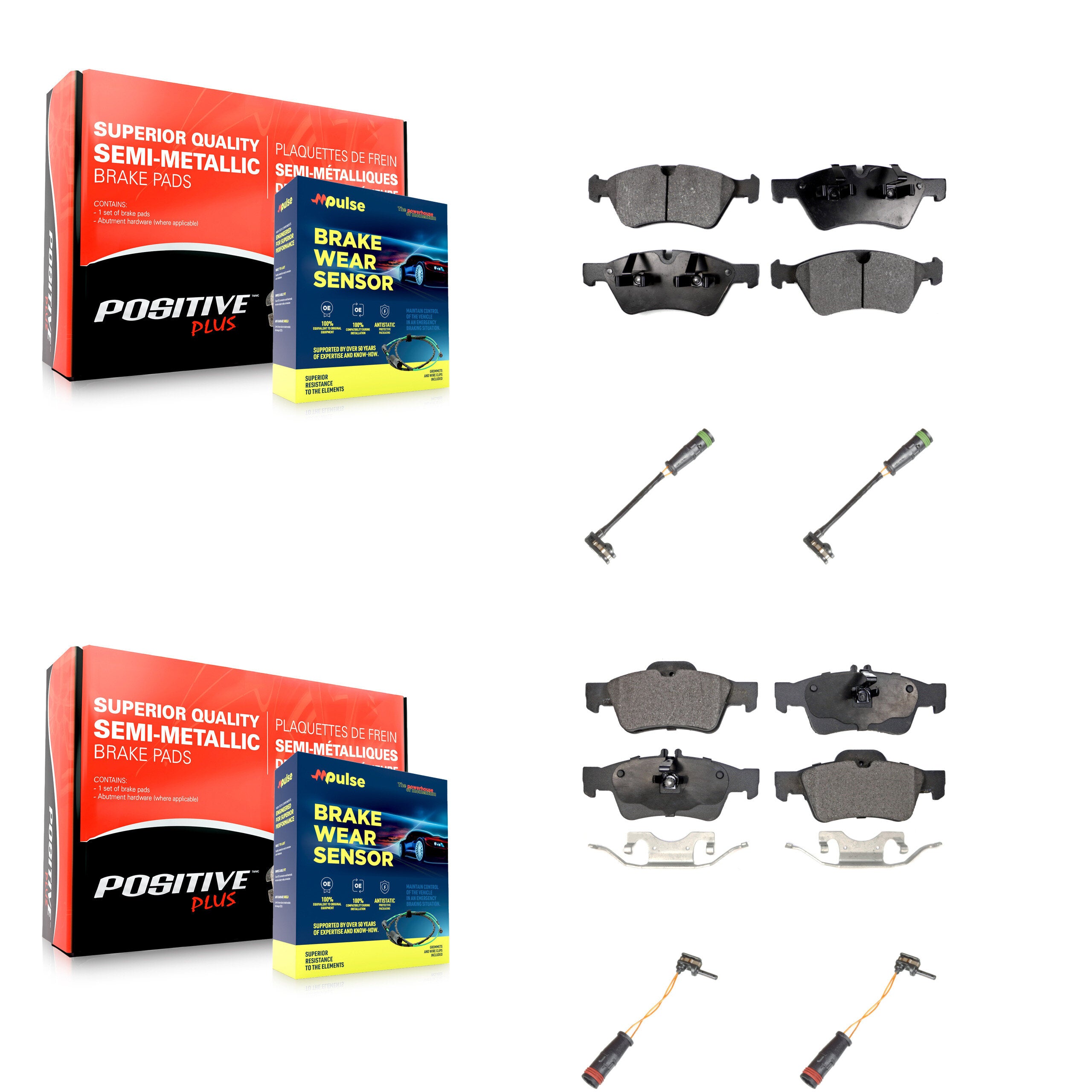 Positive Plus KPW-100366 Disc Brake Pad for 2007-2009 Mercedes-Benz E550 - Front and Rear