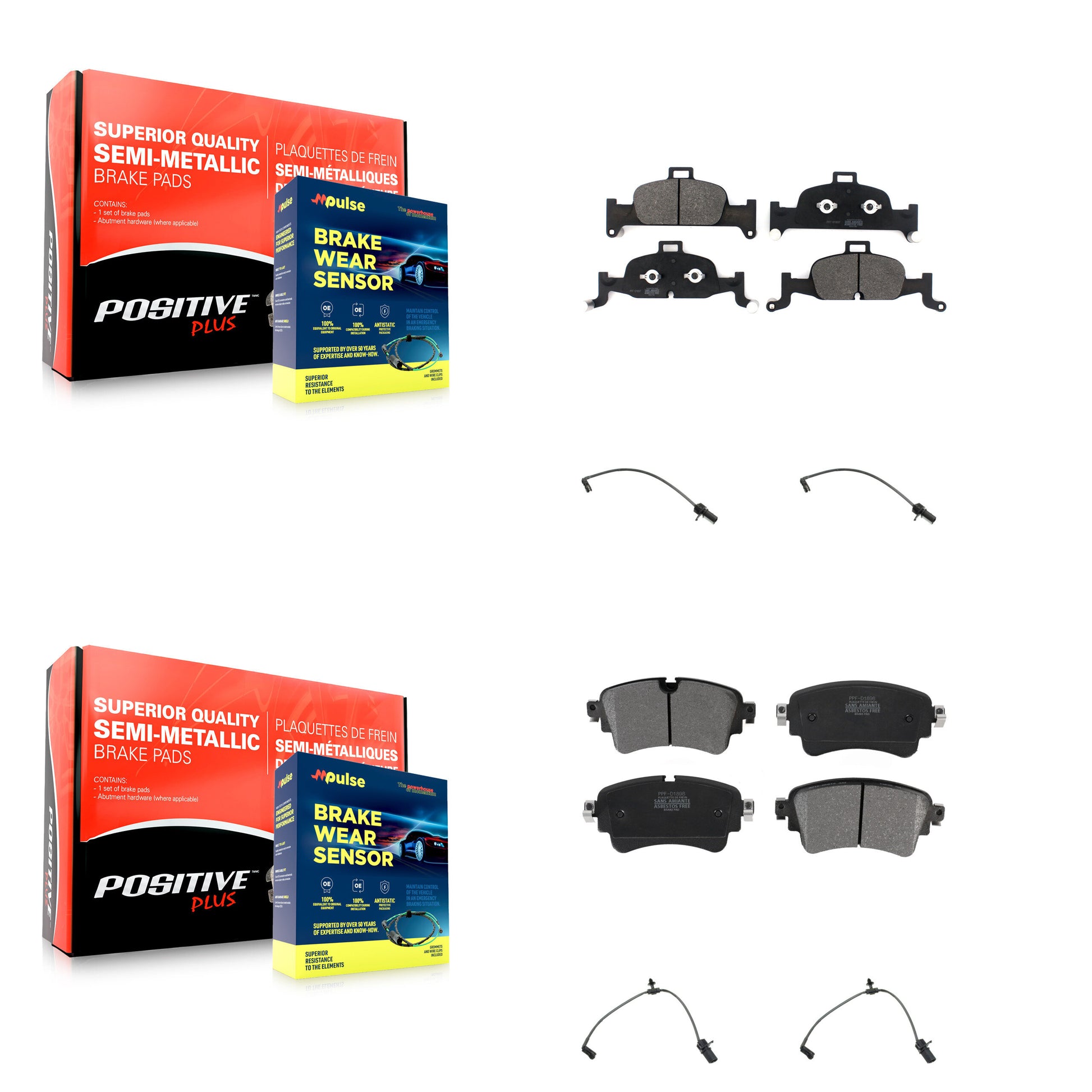 Positive Plus KPW-100370 Disc Brake Pad for 2017-2020 Audi A4 allroad, Audi A5 Sportback and More - Front and Rear