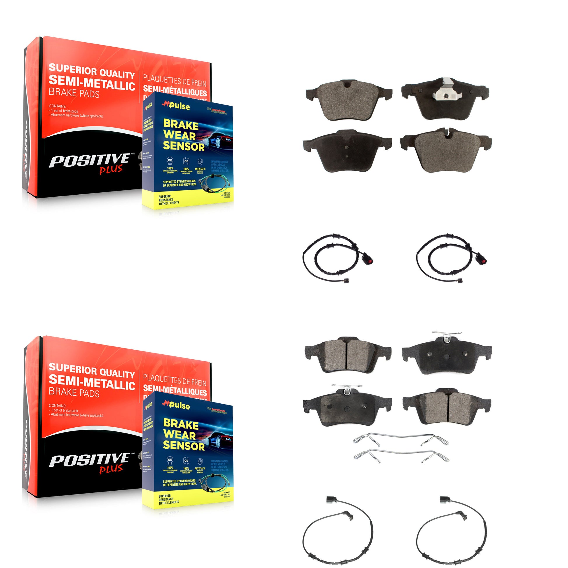 Positive Plus KPW-100376 Disc Brake Pad for 2014-2015 Jaguar XJ - Front and Rear