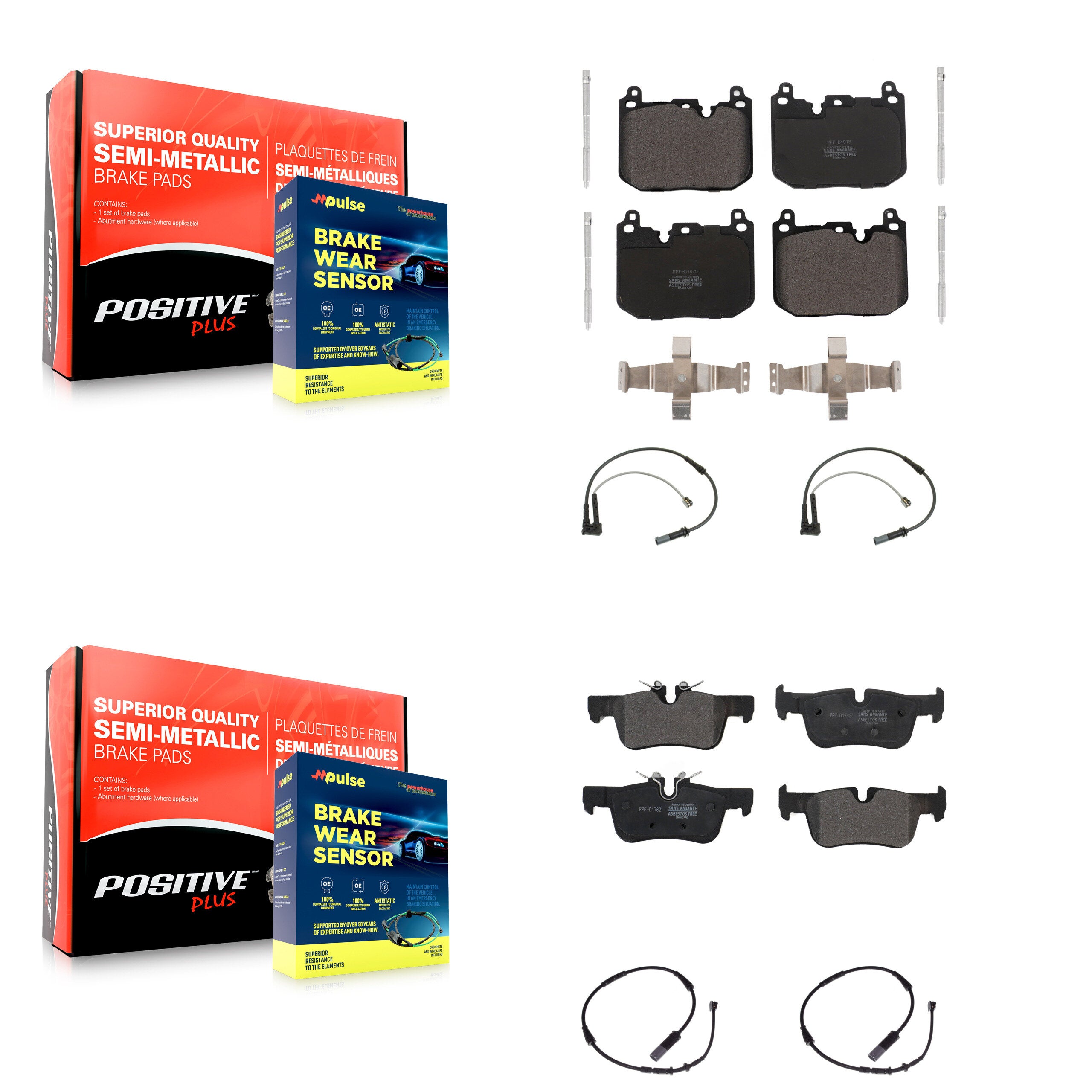 Positive Plus KPW-100384 Disc Brake Pad for 2019-2022 BMW 228i Gran Coupe, BMW 228i xDrive Gran Coupe and More - Front and Rear