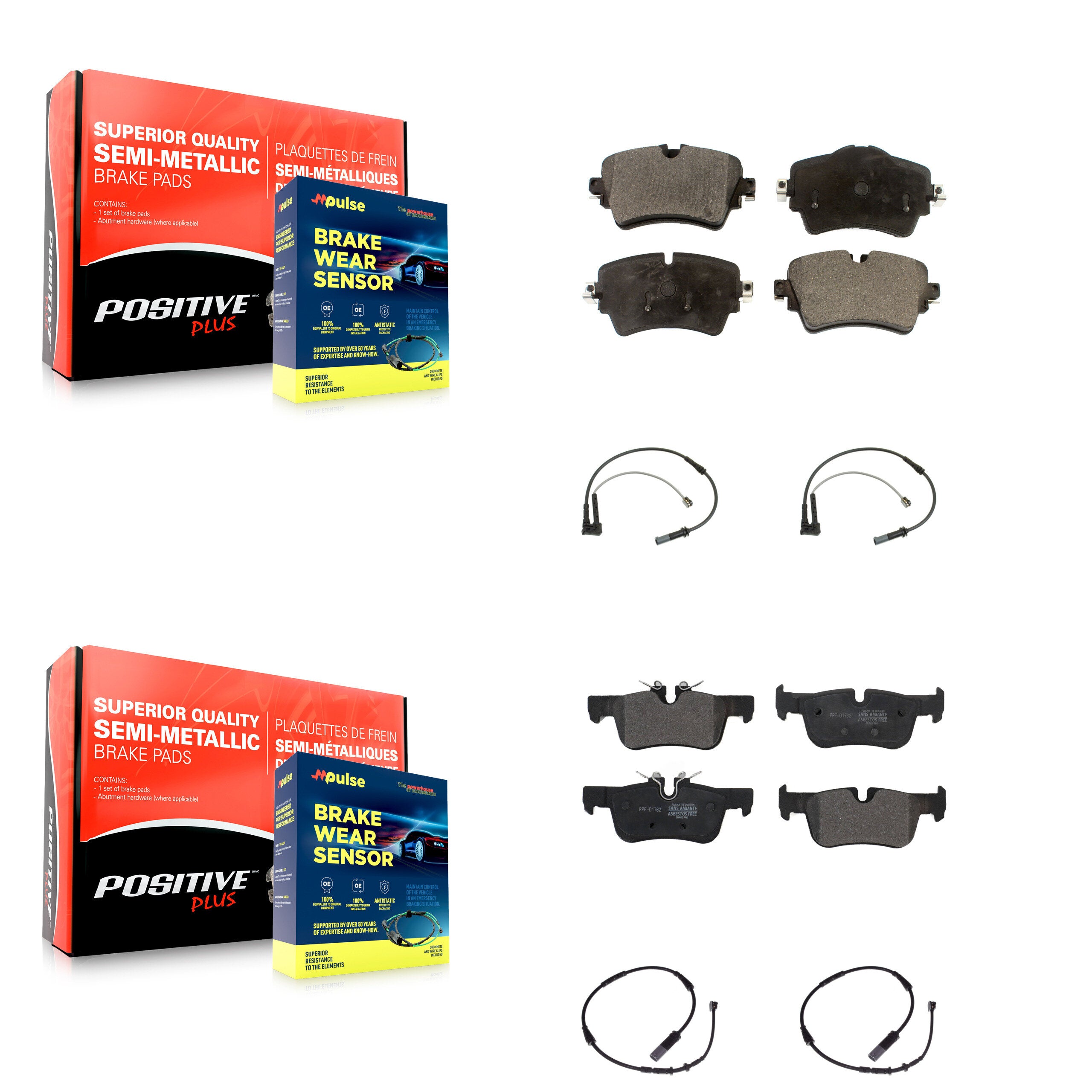 Positive Plus KPW-100385 Disc Brake Pad for 2019 Mini Cooper Clubman - Front and Rear
