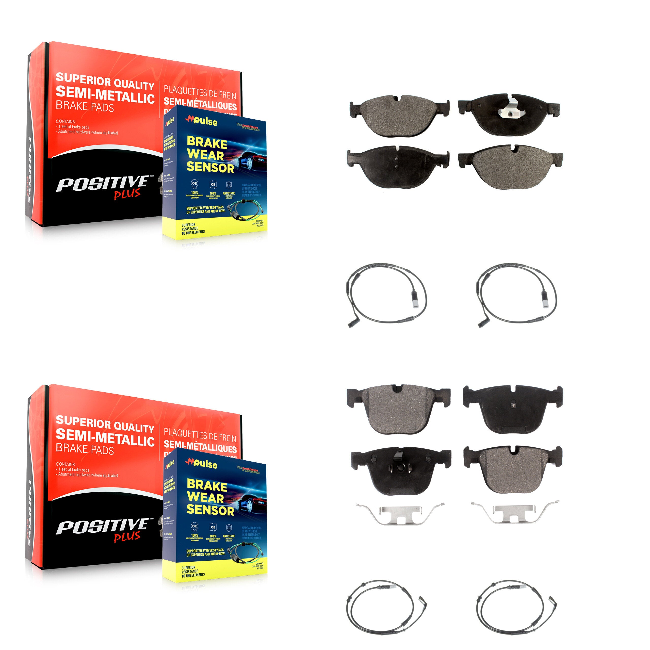 Positive Plus KPW-100388 Disc Brake Pad for 2009 BMW 750i, BMW 750Li - Front and Rear