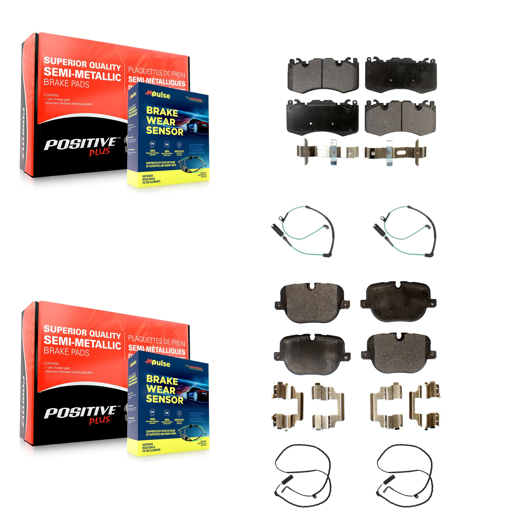 Positive Plus KPW-100390 Disc Brake Pad for 2010-2012 Land Rover Range Rover - Front and Rear