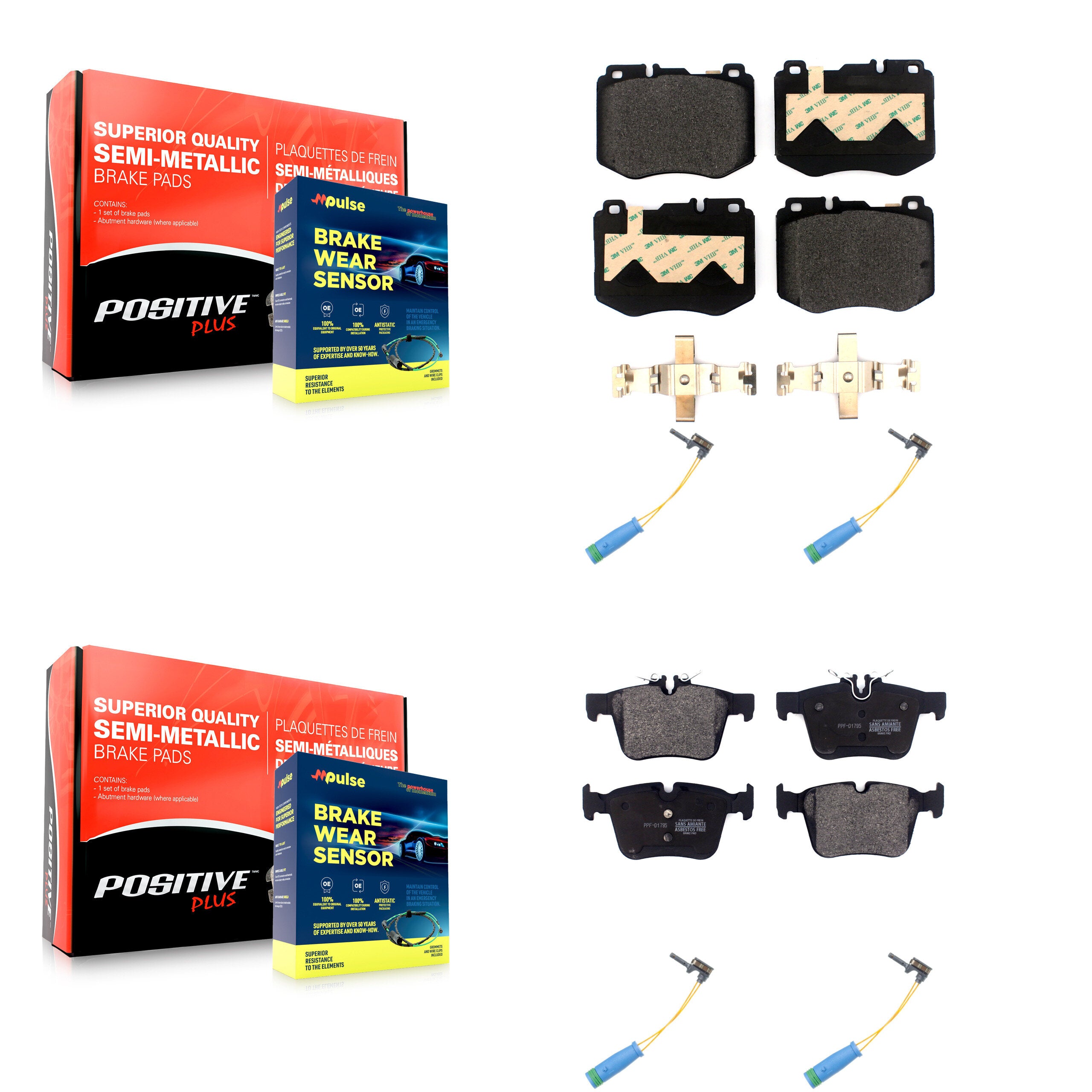 Positive Plus KPW-100403 Disc Brake Pad for 2015-2021 Mercedes-Benz C300, Mercedes-Benz C350e, Mercedes-Benz C400 - Front and Rear