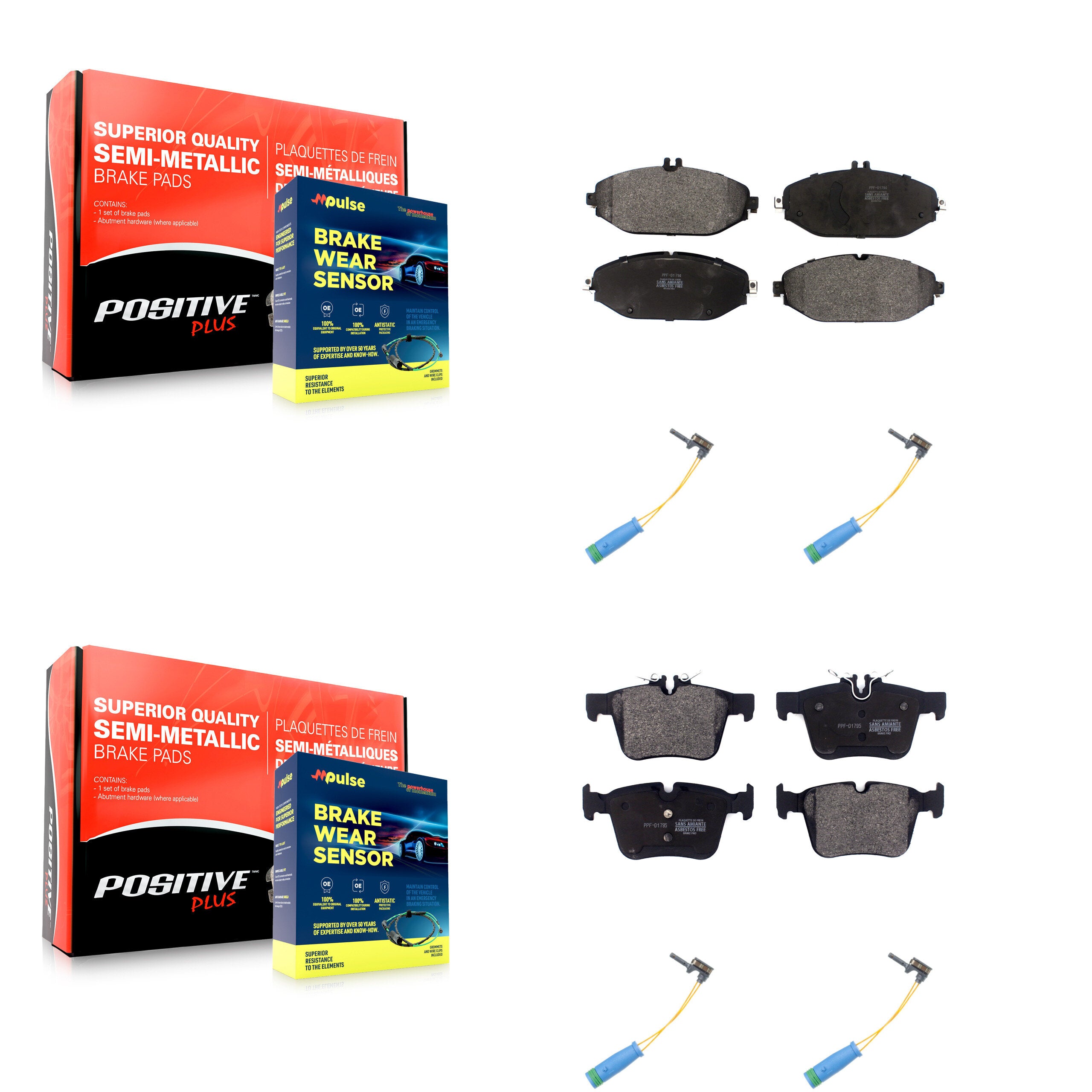 Positive Plus KPW-100404 Disc Brake Pad for 2015-2021 Mercedes-Benz C300 - Front and Rear